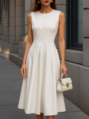 Elegant Sleeveless A-Line Silhouette - Midi Dress