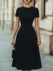 Classic Elegant A-Line Flared Silhouette - Midi Dress