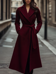 Structured Burgundy Wool Trench, Feminine Fit - Trench Coat