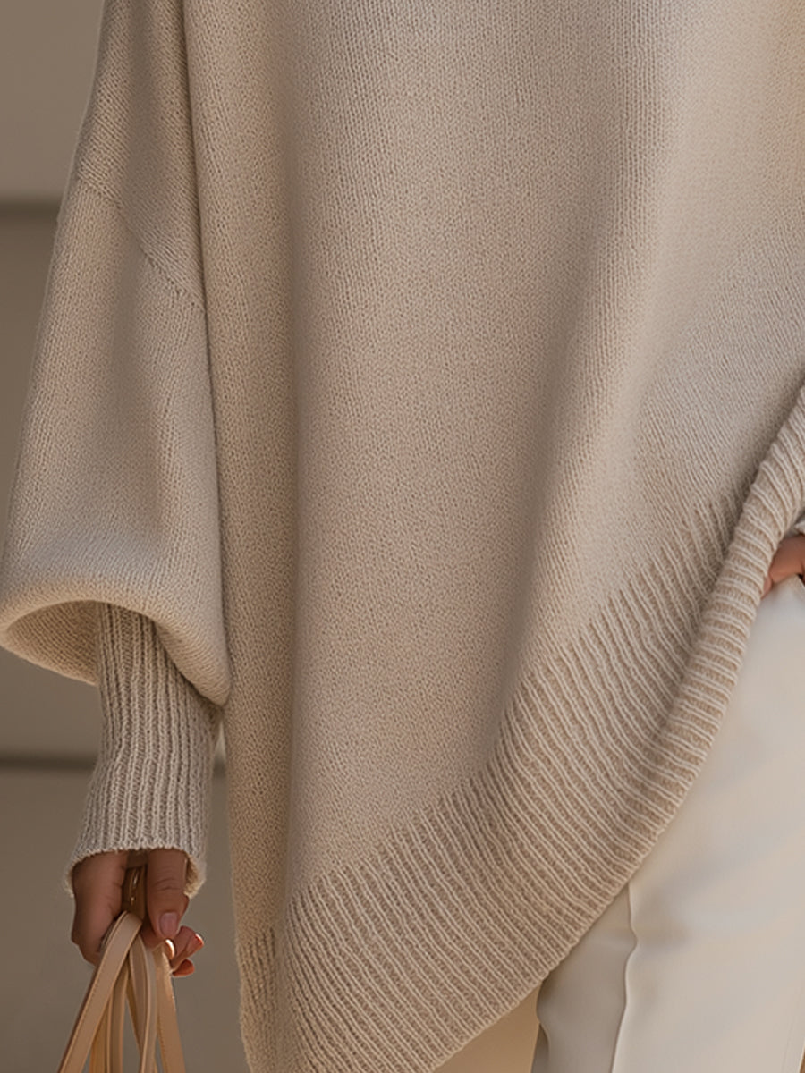 Cozy Chunky Knit Poncho - Oversized Sweater