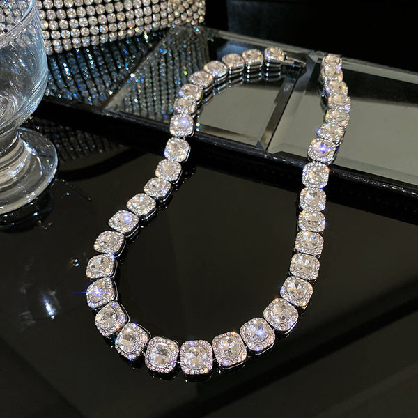 Fashion Square Shape Stone Necklace Dazzleyesjewelry