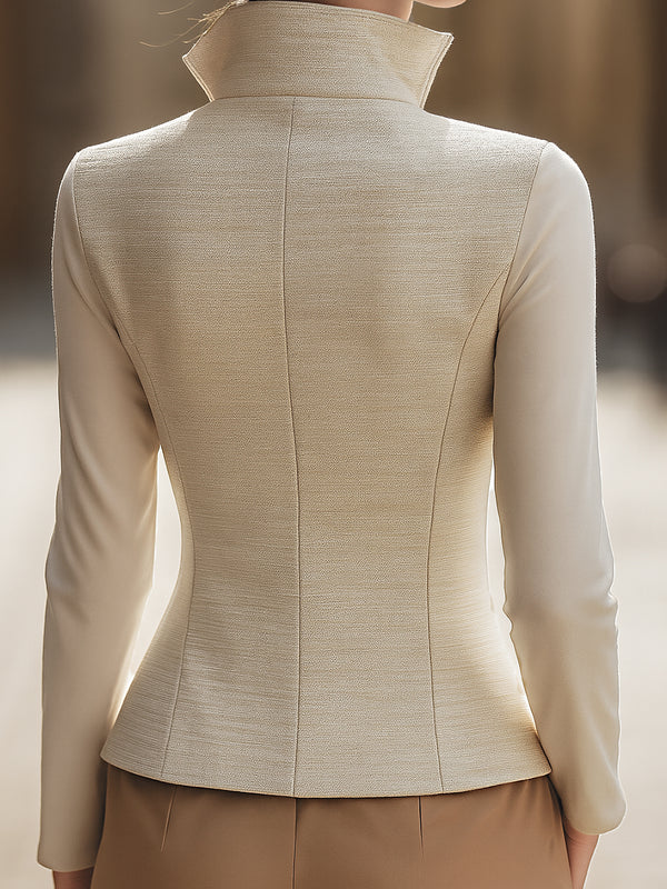 Stand Collar Zip-Up Casual Jacket - Women's Jacket