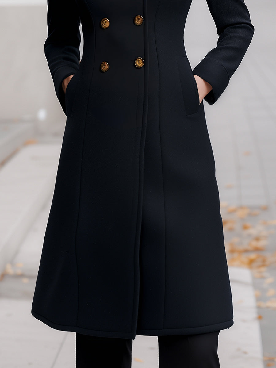 Tailored Double-Breasted Hooded Wool-Blend - Coat