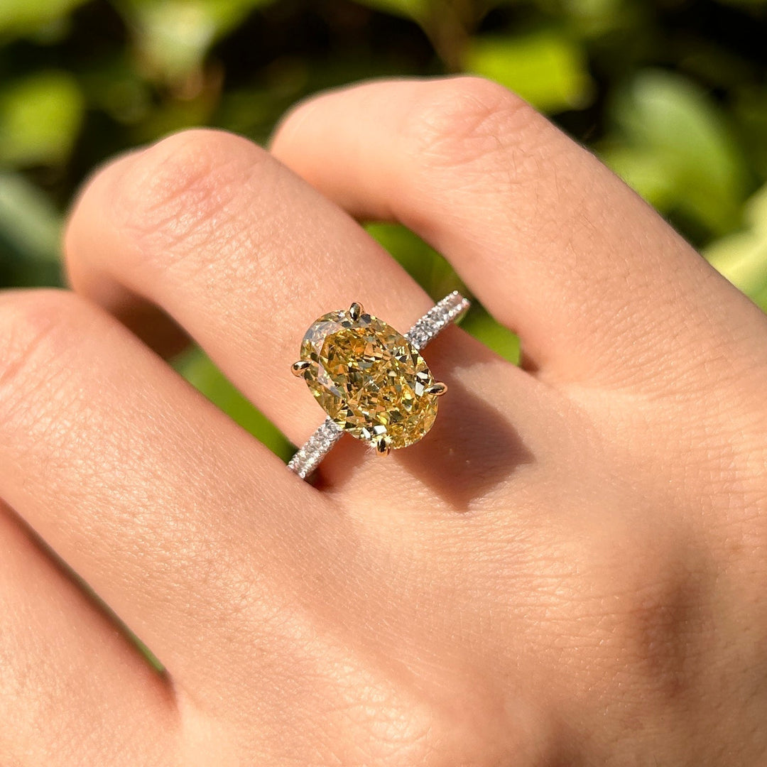 Stunning Yellow Oval Cut Sterling Silver Engagament Ring For Women Carly Jewelry