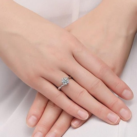 1/2 Carat D Color Snowflake Shape Bypass Shank Moissanite Sterling Silver Engagement Ring Shineofdiamond