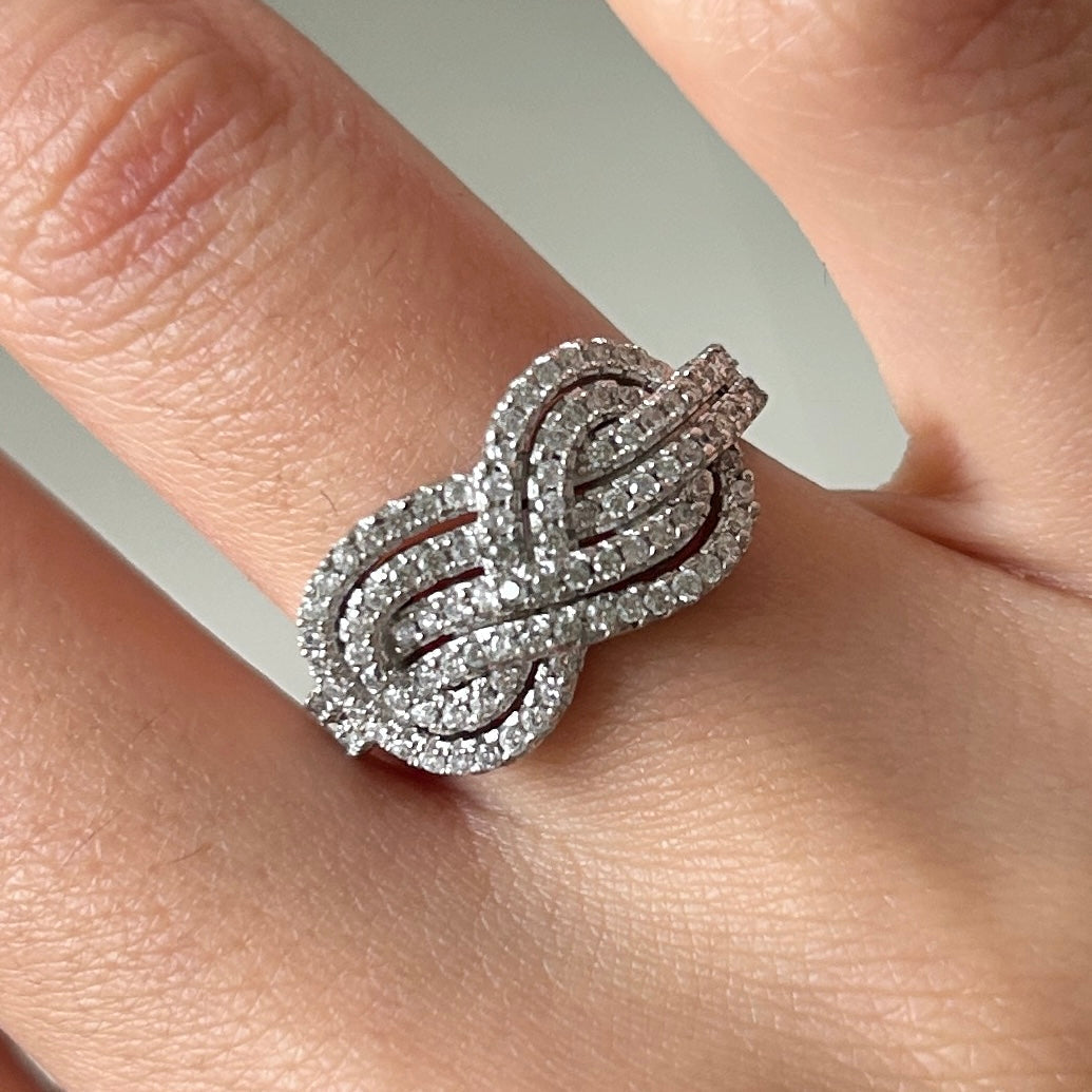 Size 6.5 | Criss Cross Knot Ring Band in Sterling Silver Shineofdiamond