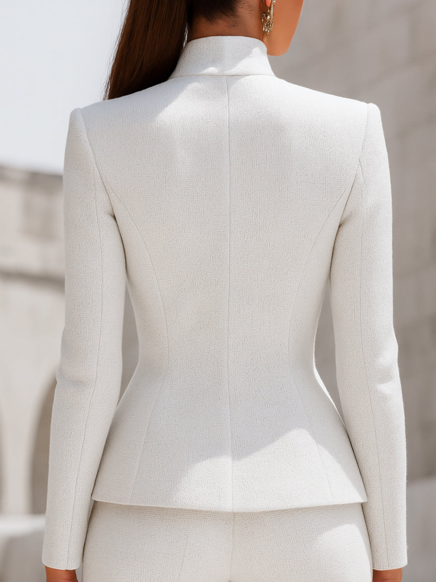 Women's Sculpted Stand-Collar With Gold Buttons - Tailored Blazer