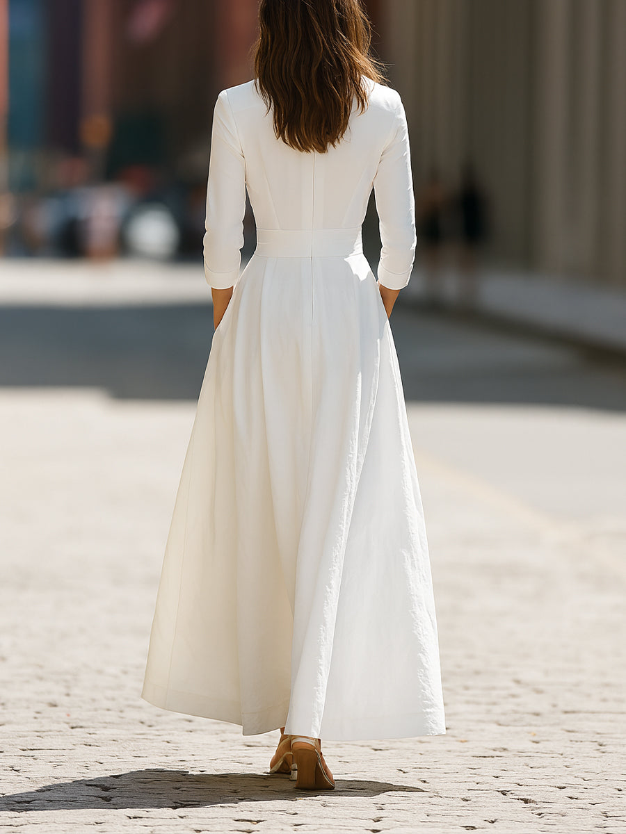 White Structured Longline Tailored Fit - Maxi Dress