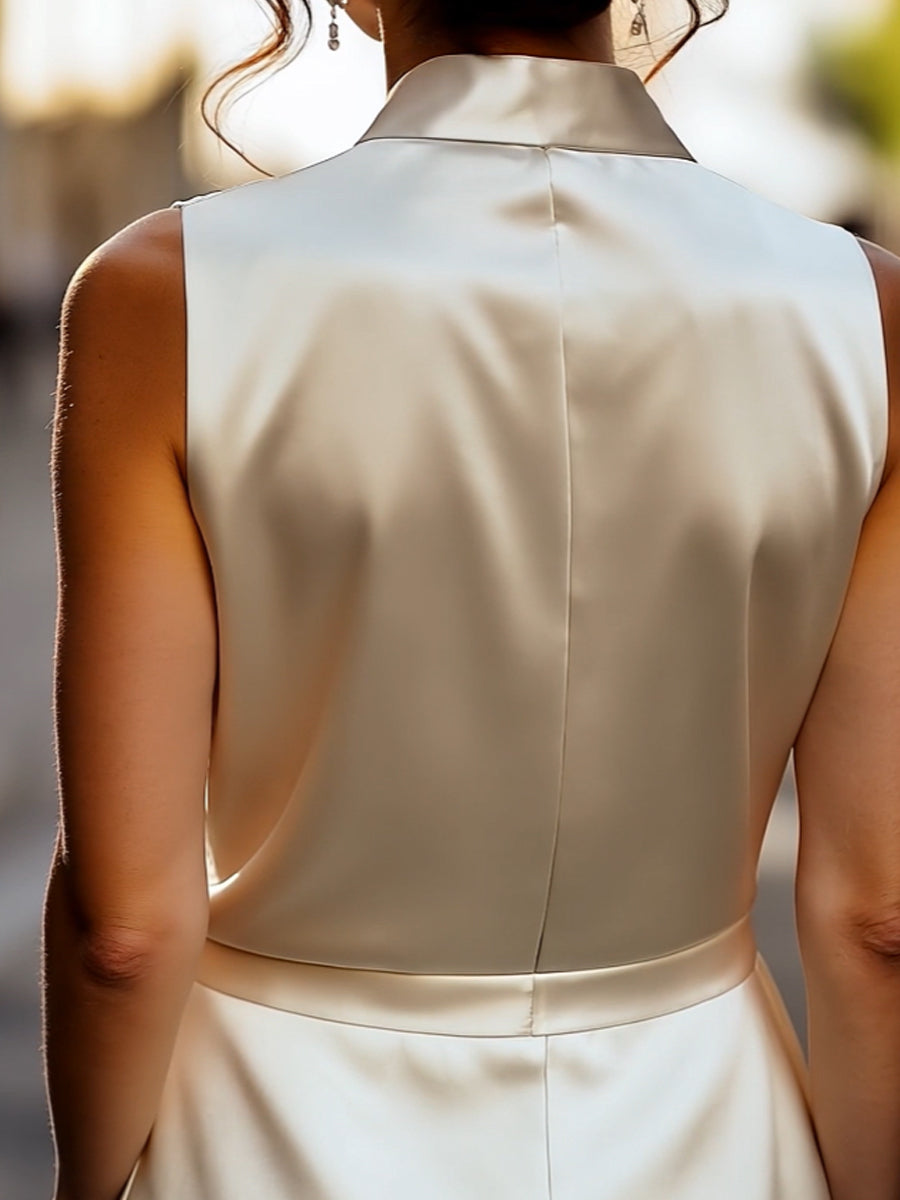 Embroidered V‑Neck Wrap Tie Waist - Blouse