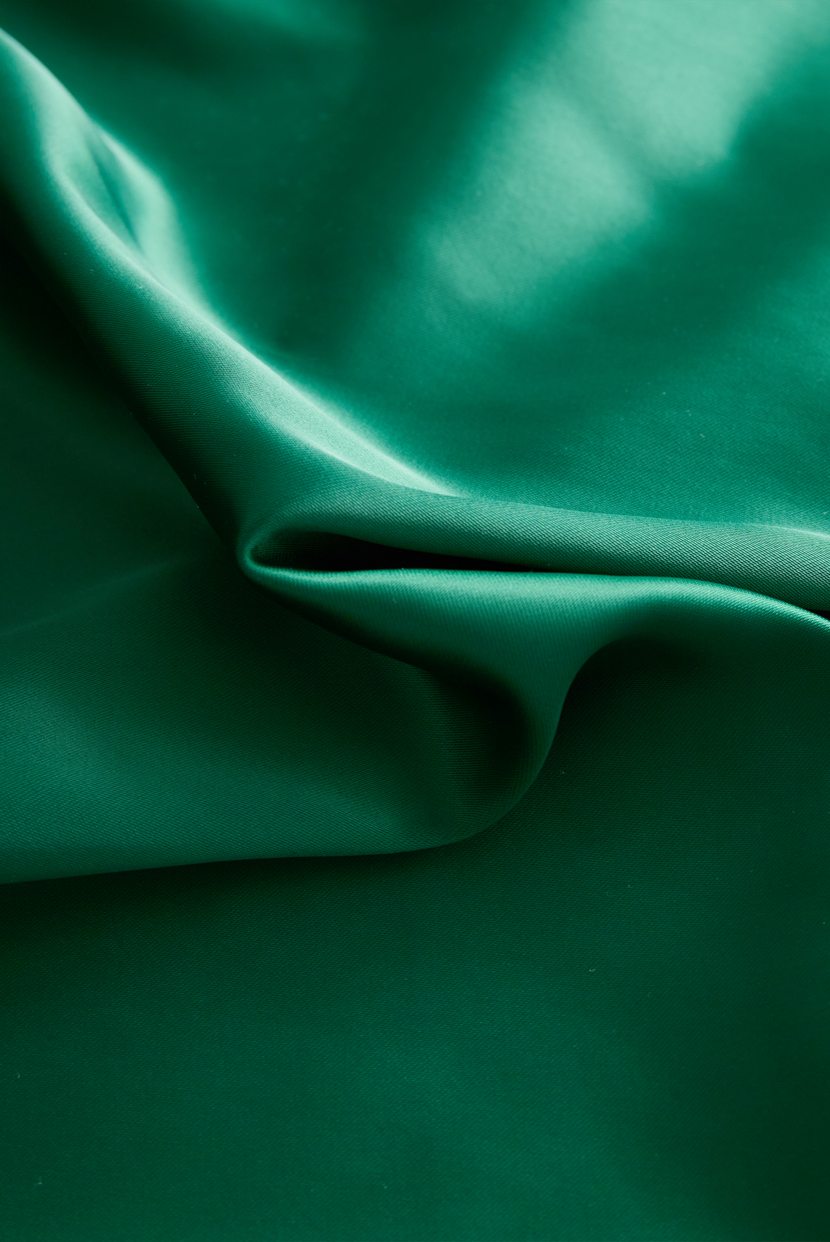 Emerald Satin Deep V-Neck with Lace Trim - Blouse