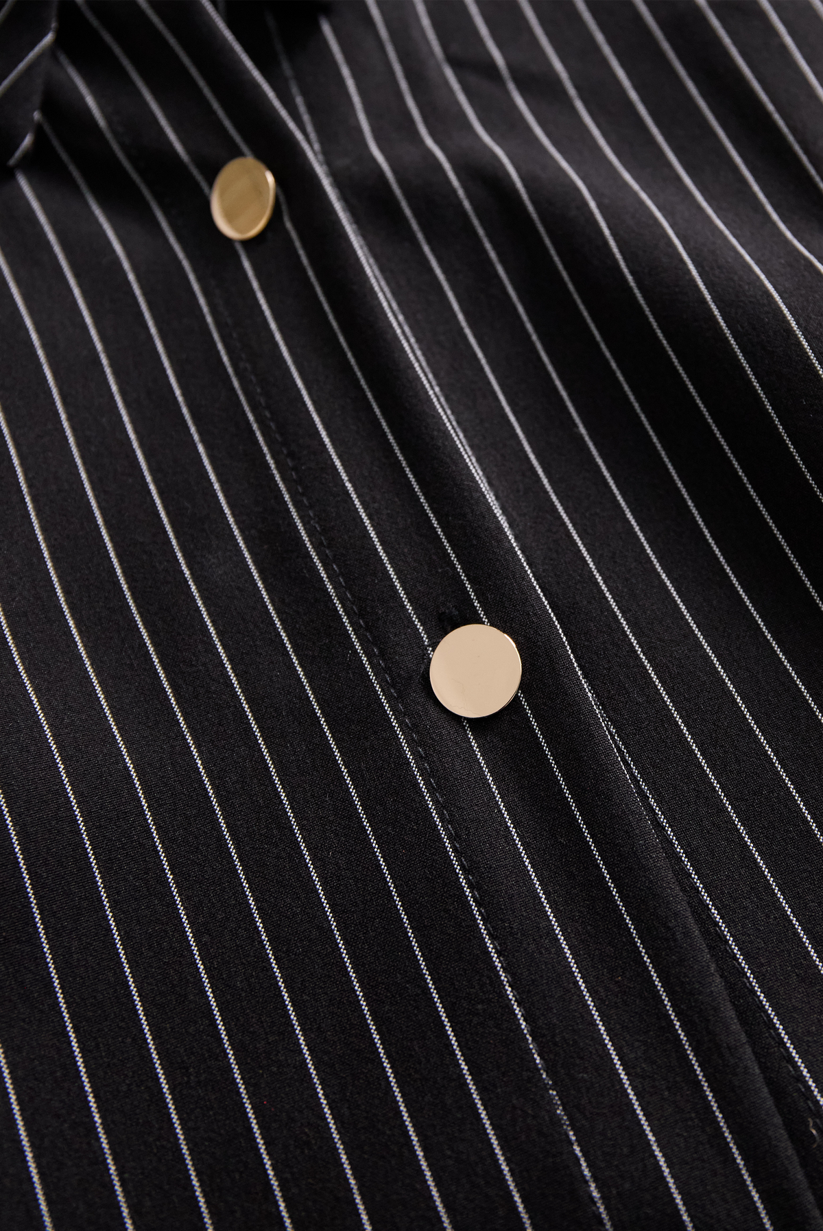 Classic Black Pinstripe Button-Down - Shirt Dress