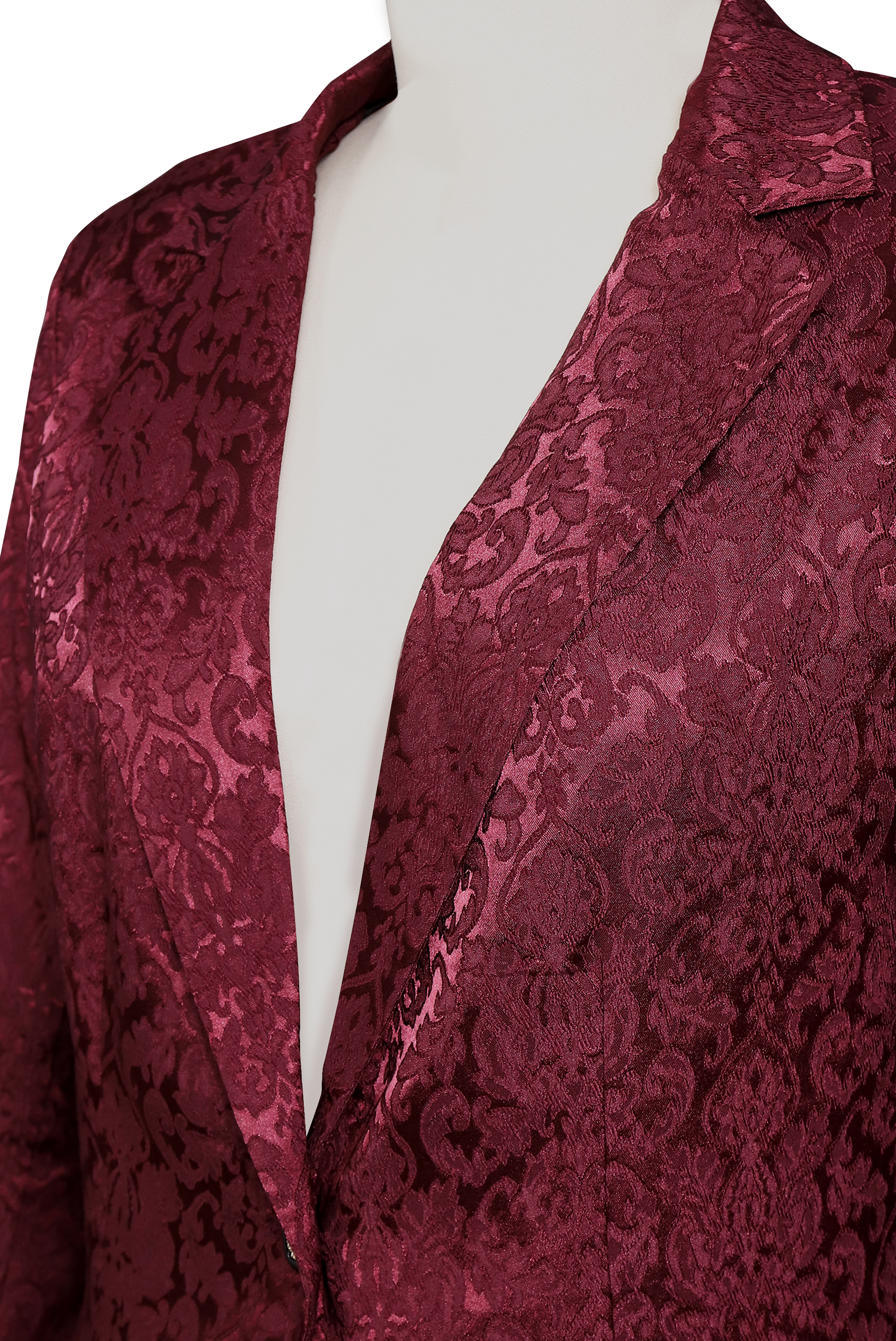 Noble Burgundy Jacquard Satin Tailored Fit - Blazer