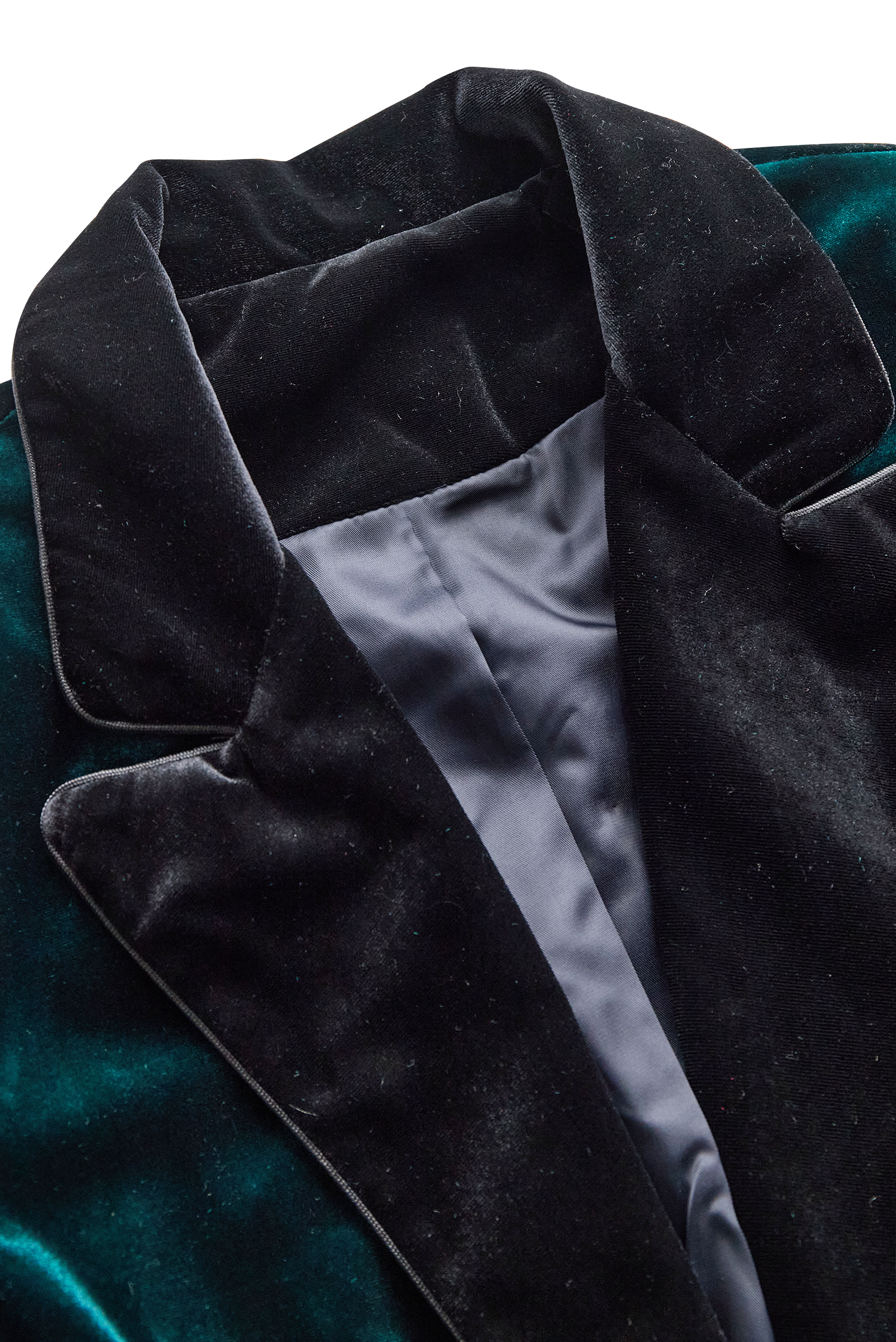 Emerald Velvet with Satin Lapels & Rose Embroidery - Blazer