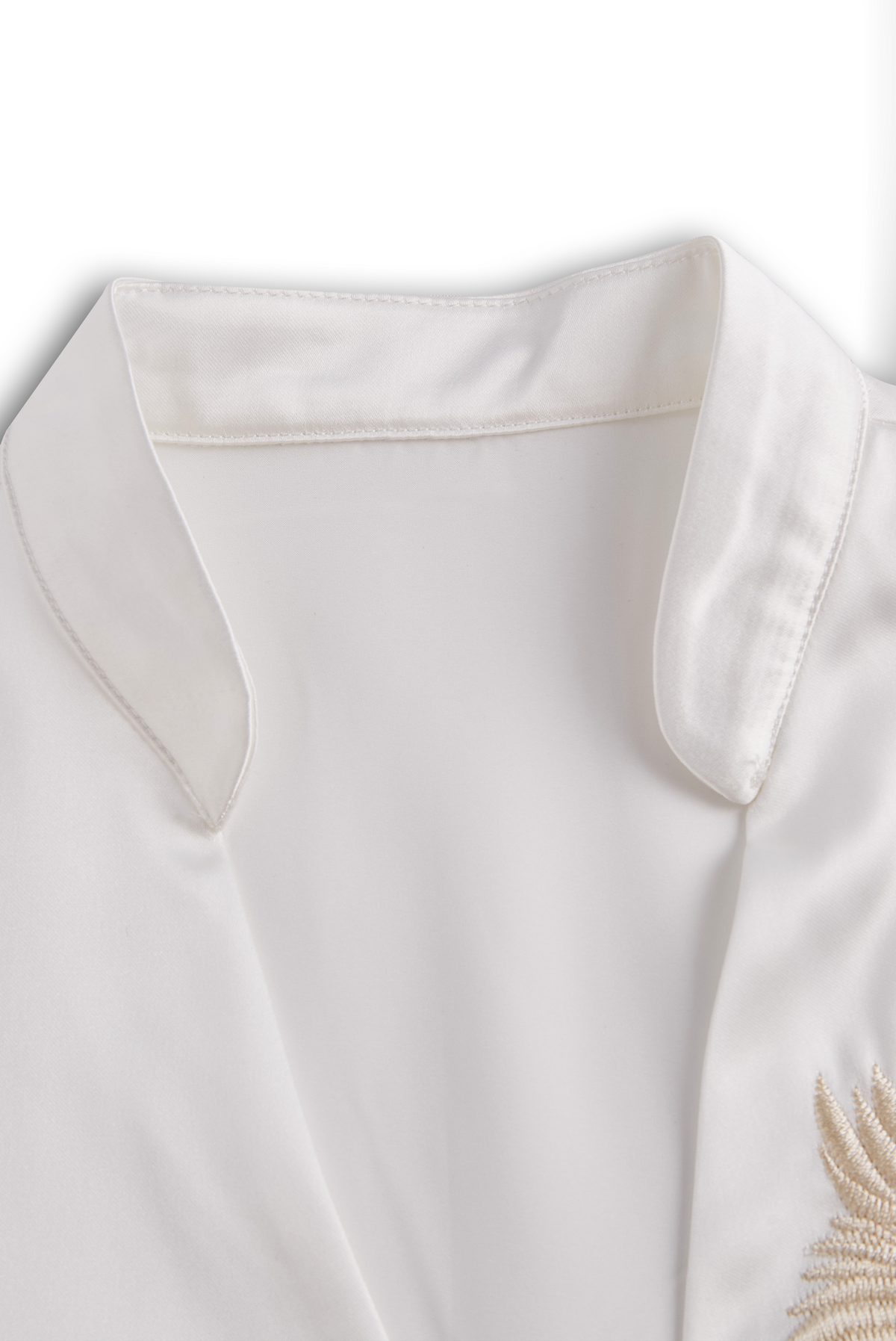 Embroidered V‑Neck Wrap Tie Waist - Blouse