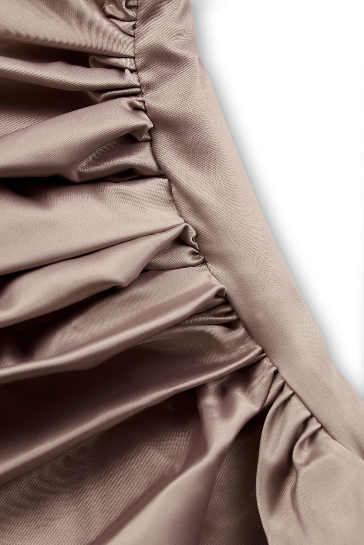 Champagne Satin One-Shoulder Evening - Maxi Dress