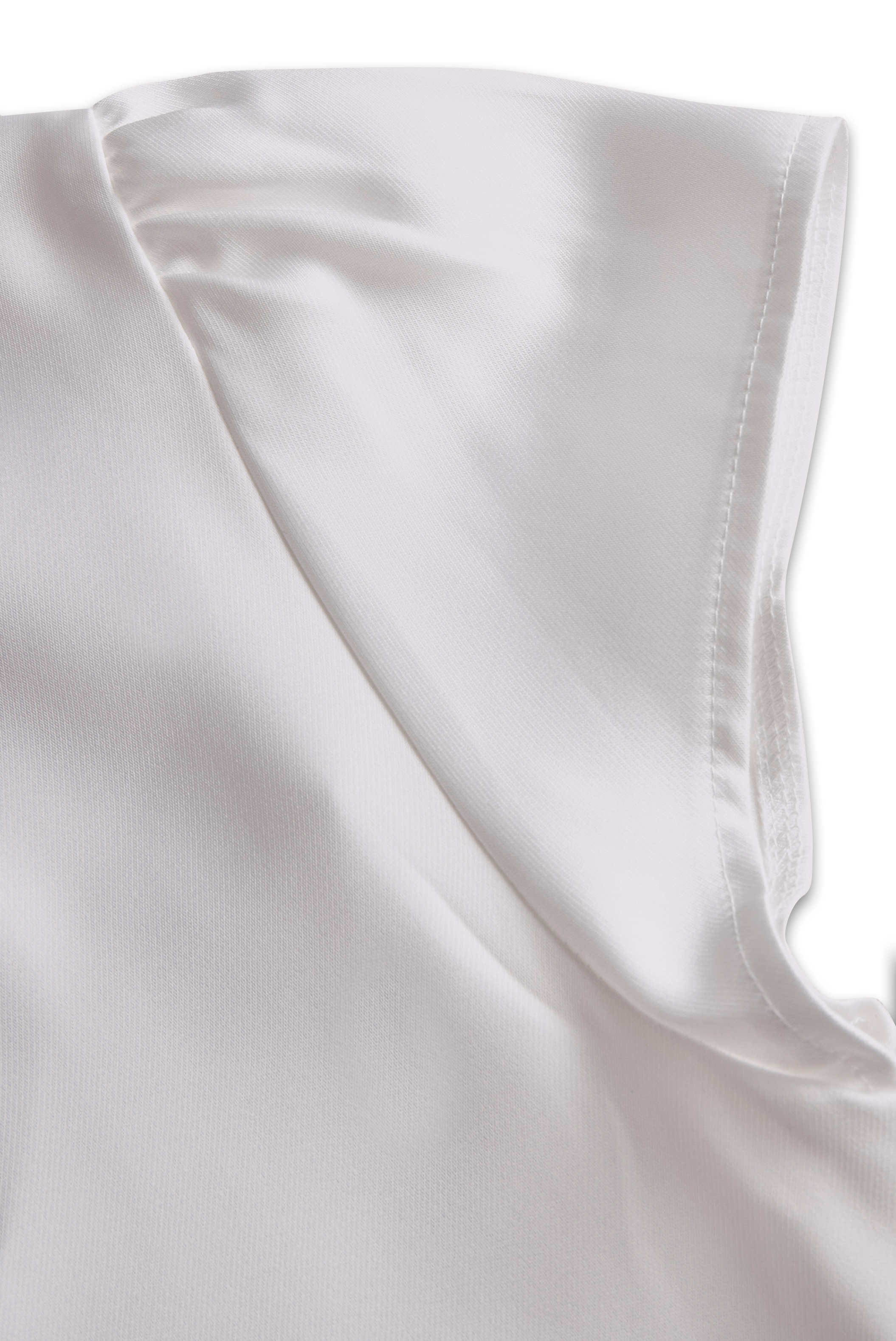Pleated High-Neck Satin Long-Sleeve Officewear - Blouse