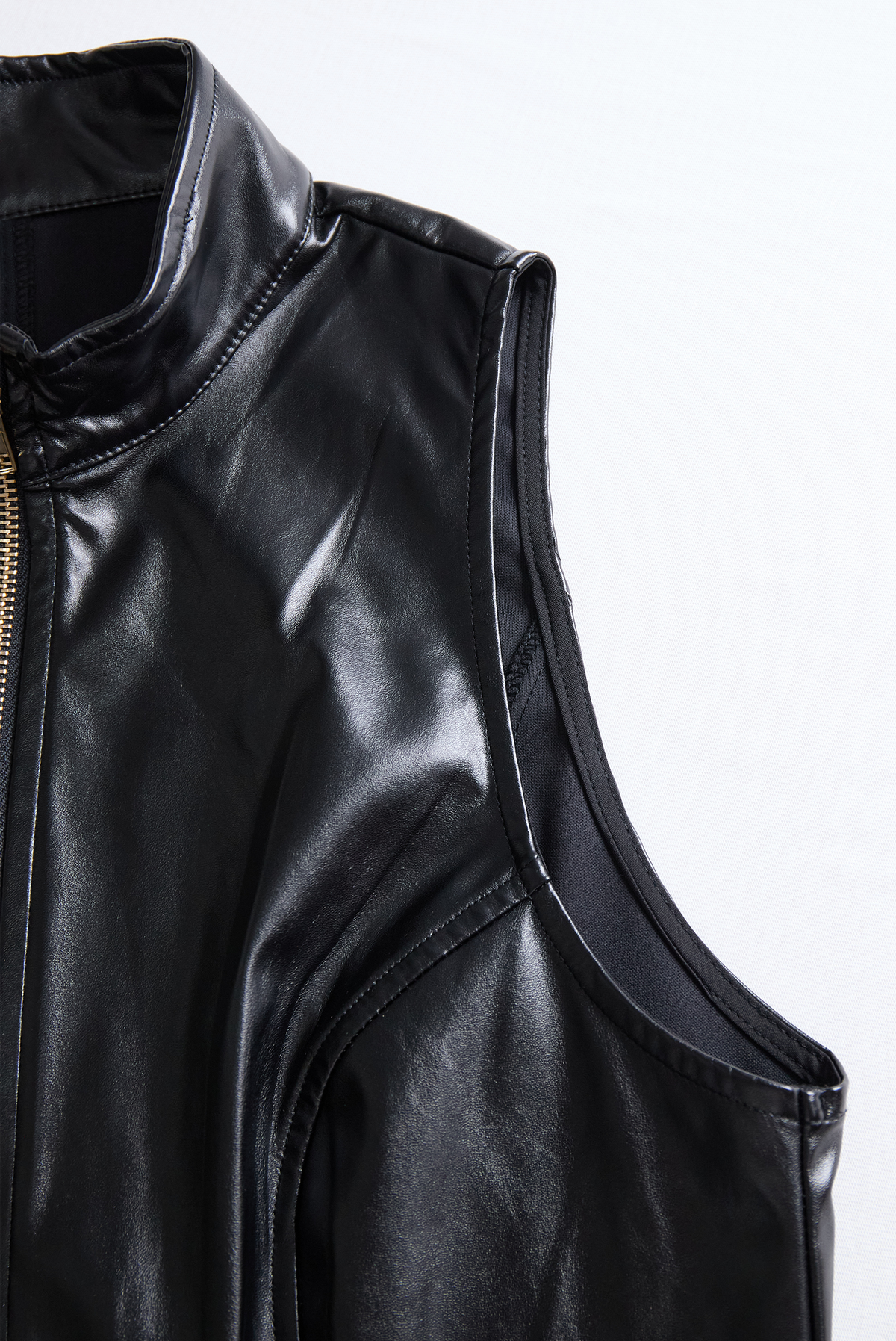 Edgy Black Zip-Front Faux Leather Bodycon - Mini Dress