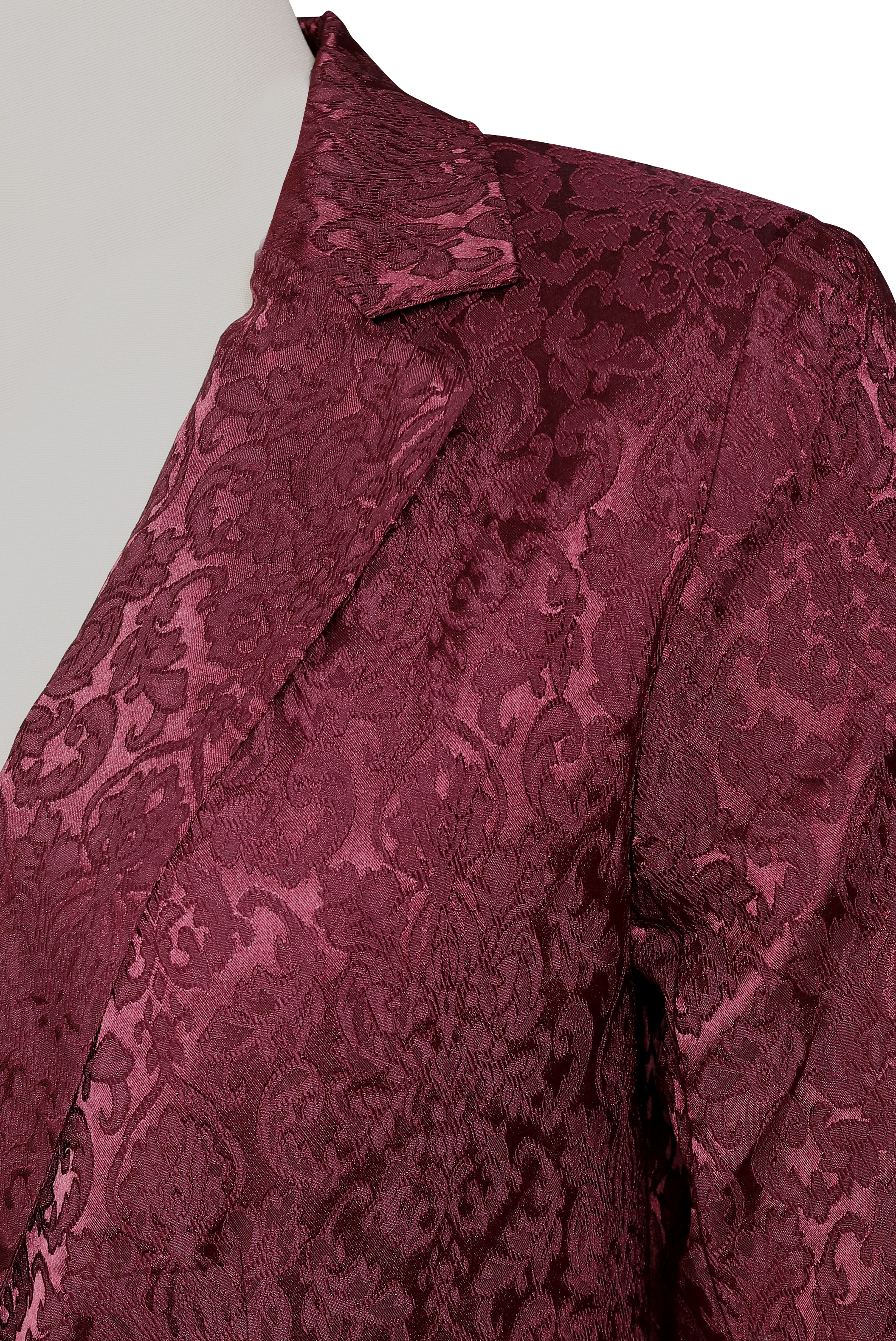 Noble Burgundy Jacquard Satin Tailored Fit - Blazer