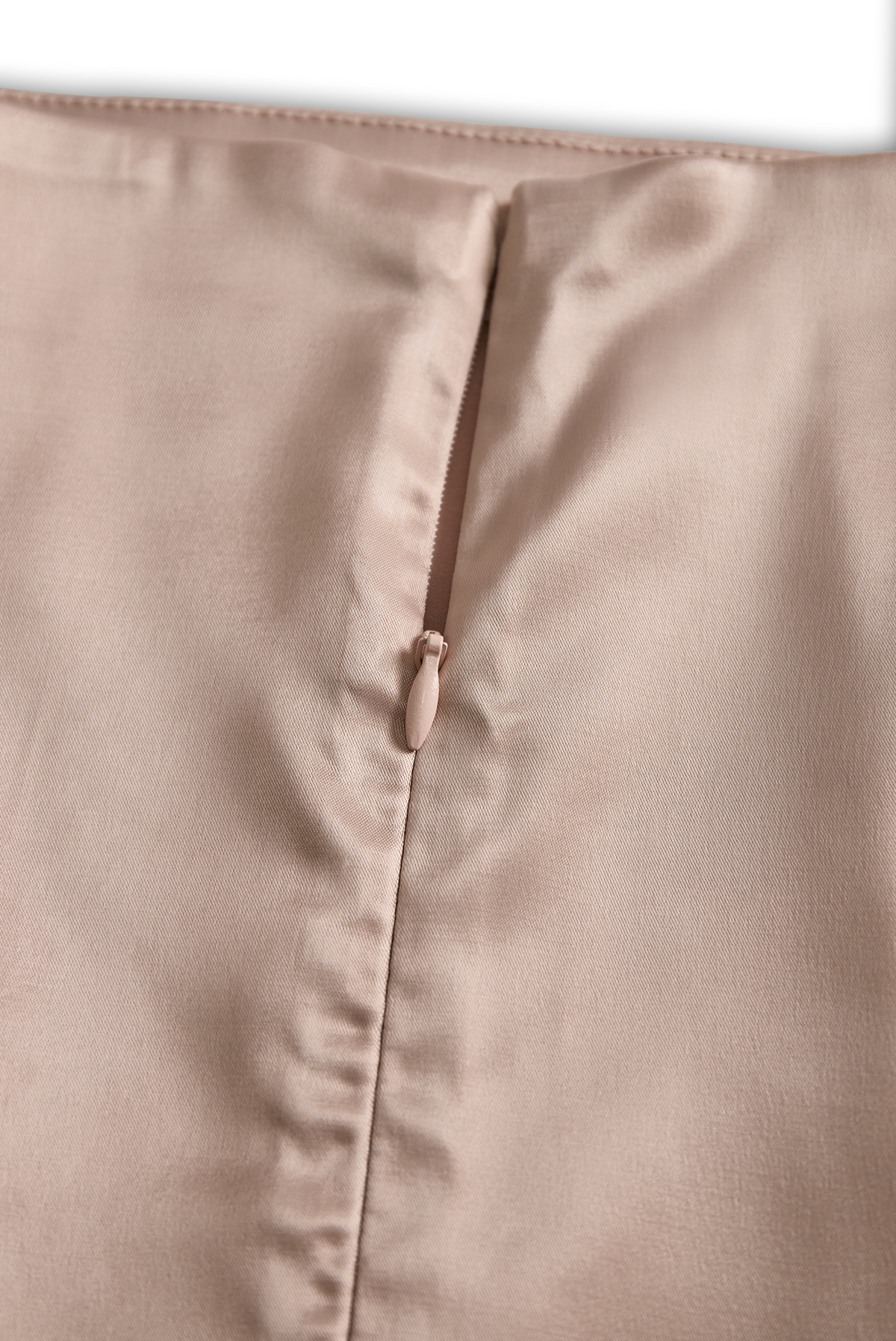 Champagne Satin Square Neck Long Sleeve - Mini Dress