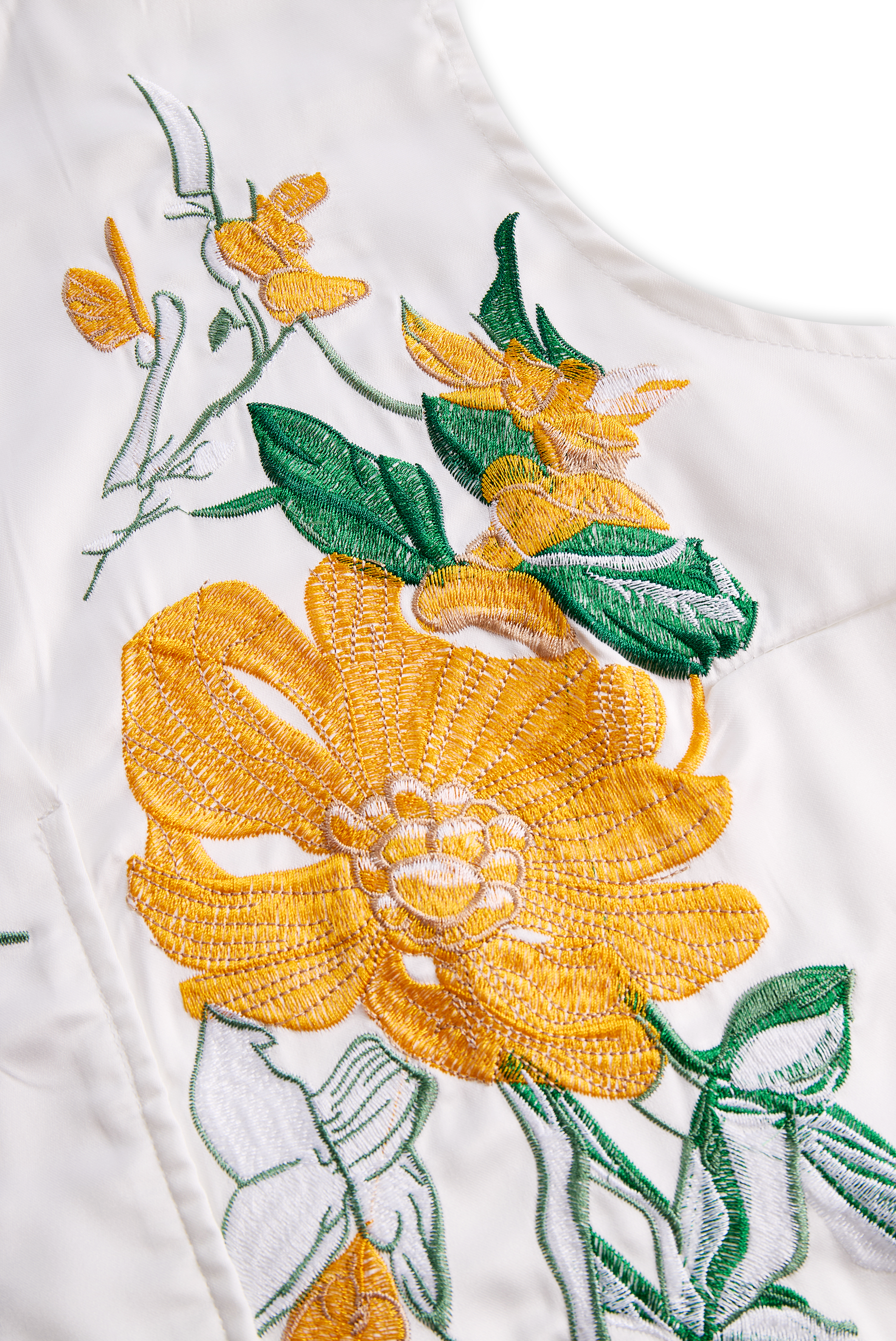 Women's Yellow Floral Embroidered Sleeveless - Blouse