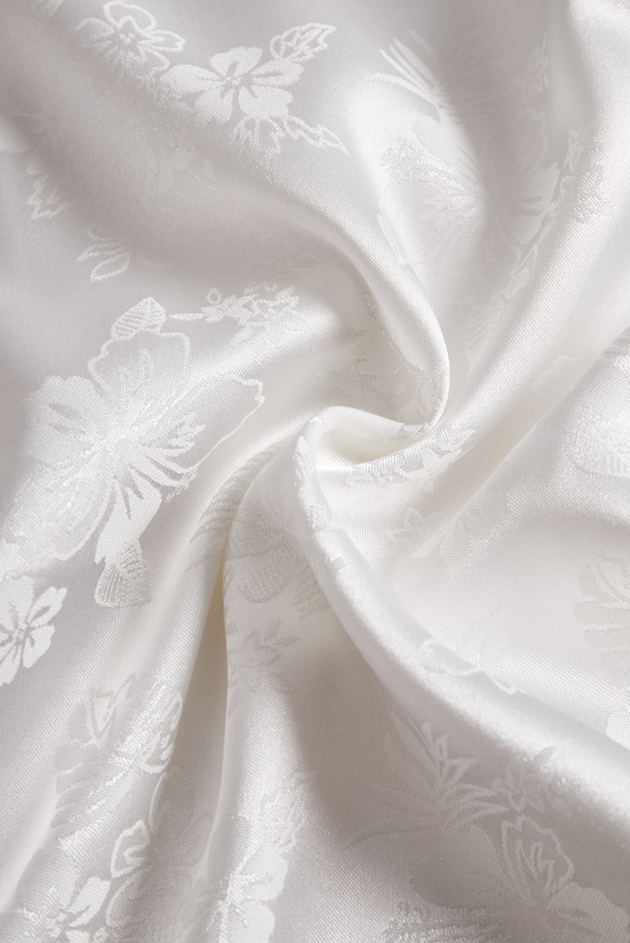 Elegant Ivory Satin Jacquard - Women's Shirt