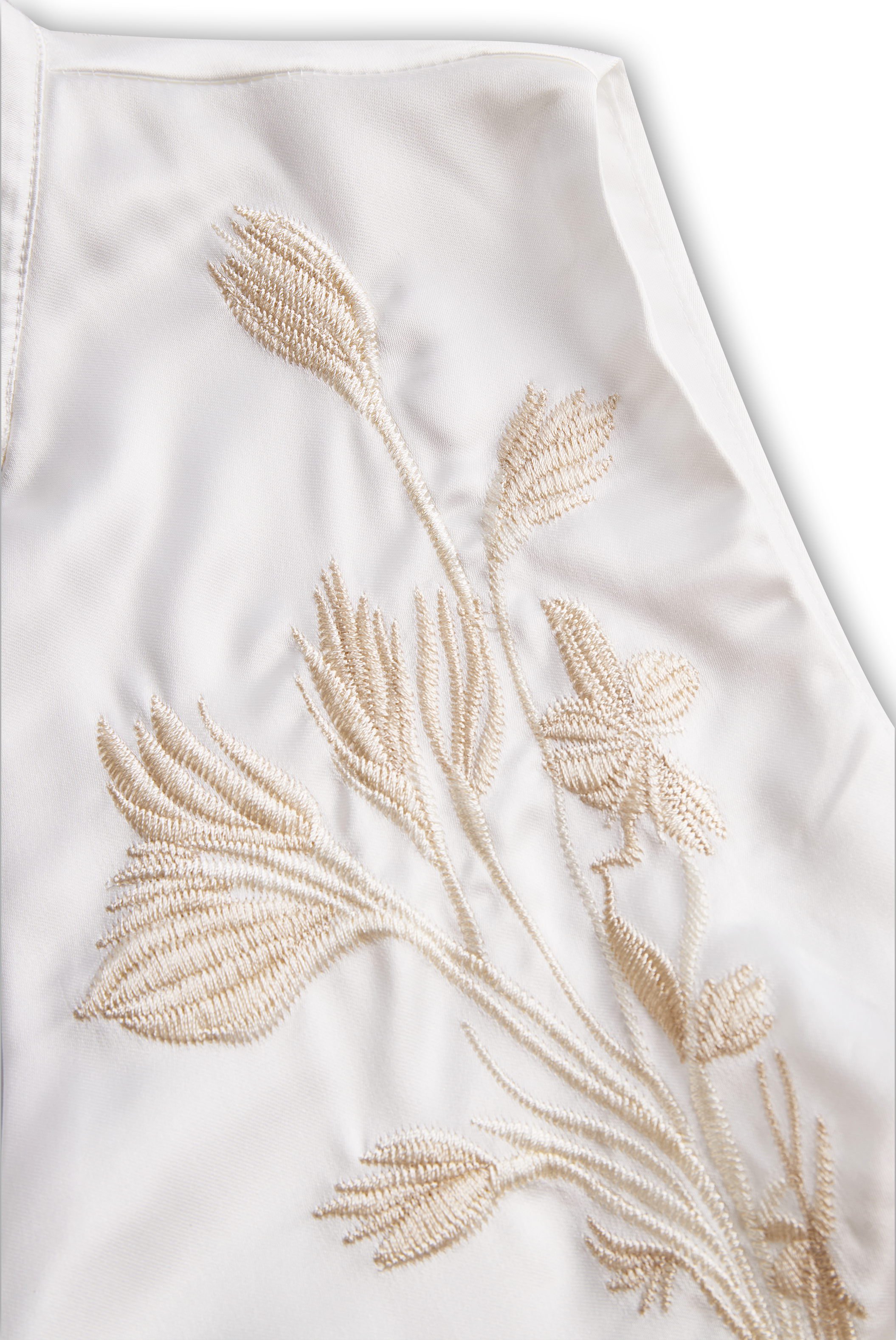Embroidered V‑Neck Wrap Tie Waist - Blouse