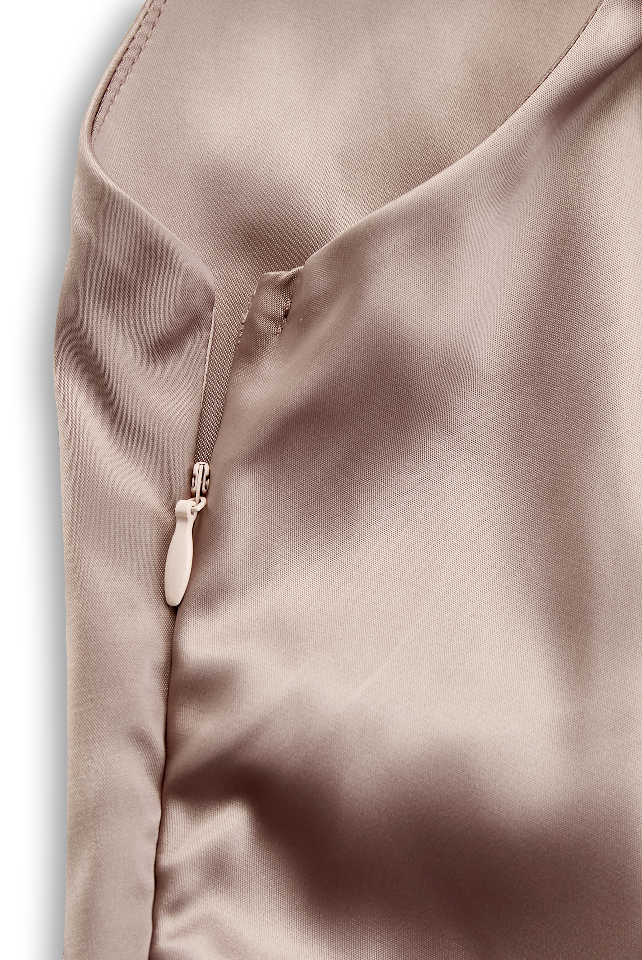 Champagne Satin One-Shoulder Evening - Maxi Dress