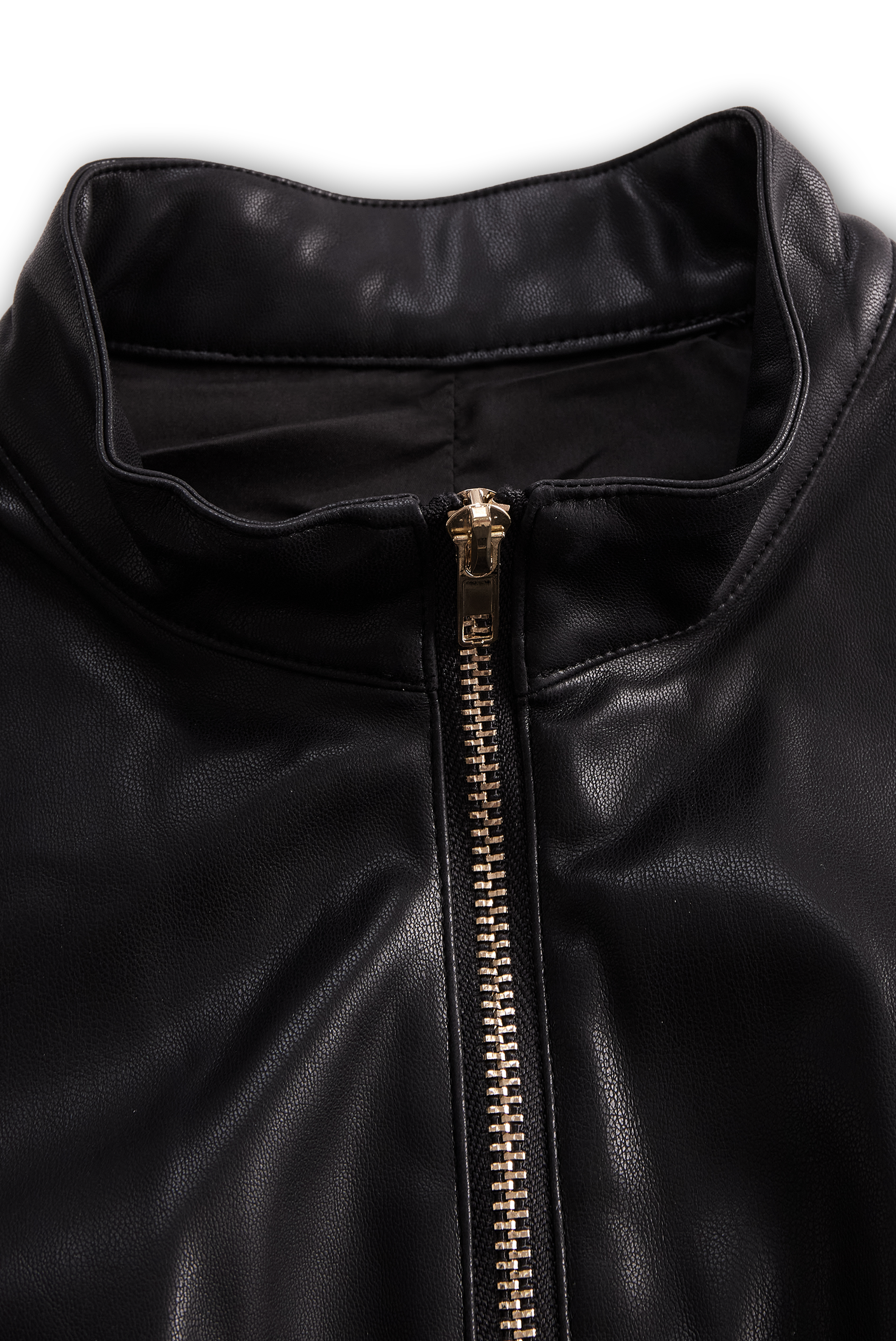 Sleeveless Zip-Front Faux Leather Sleek Look - Romper