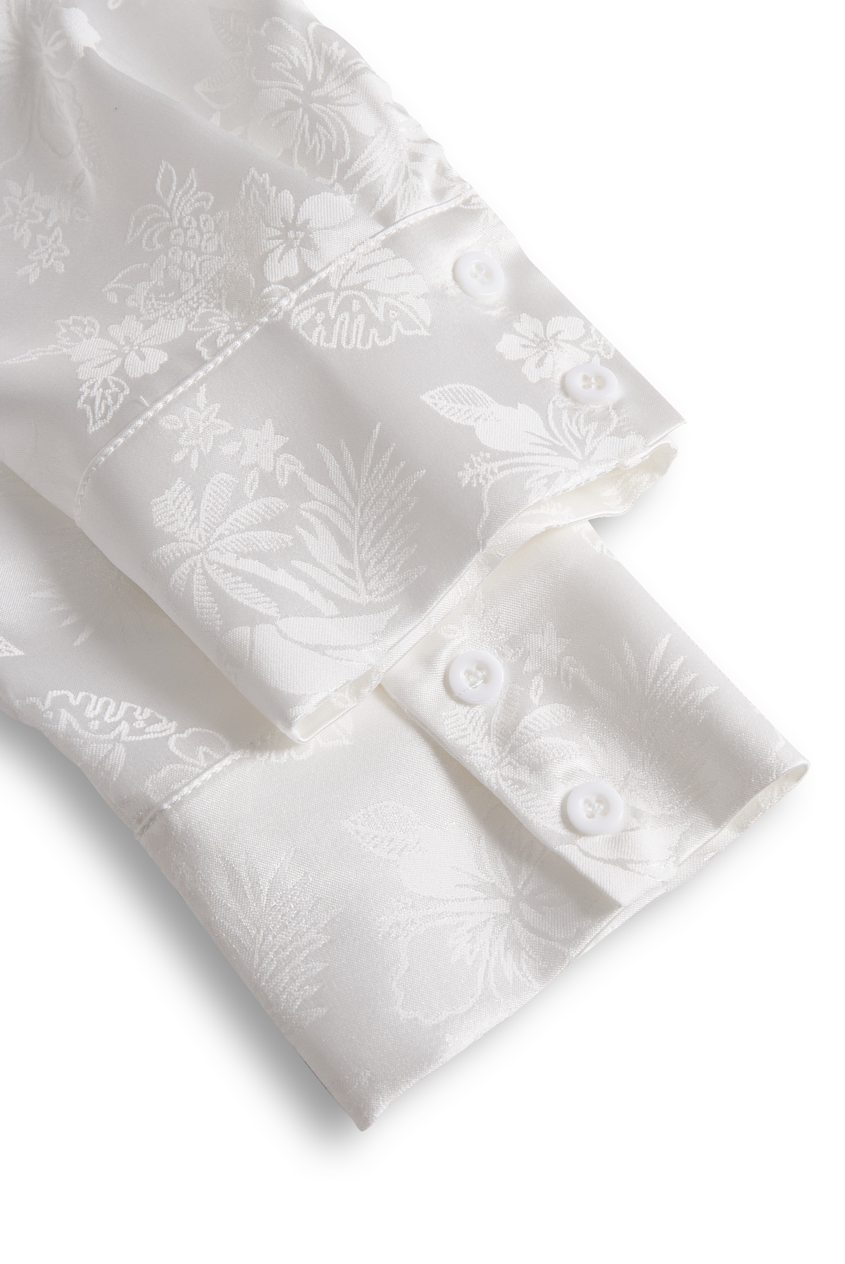 Elegant Ivory Satin Jacquard - Women's Shirt