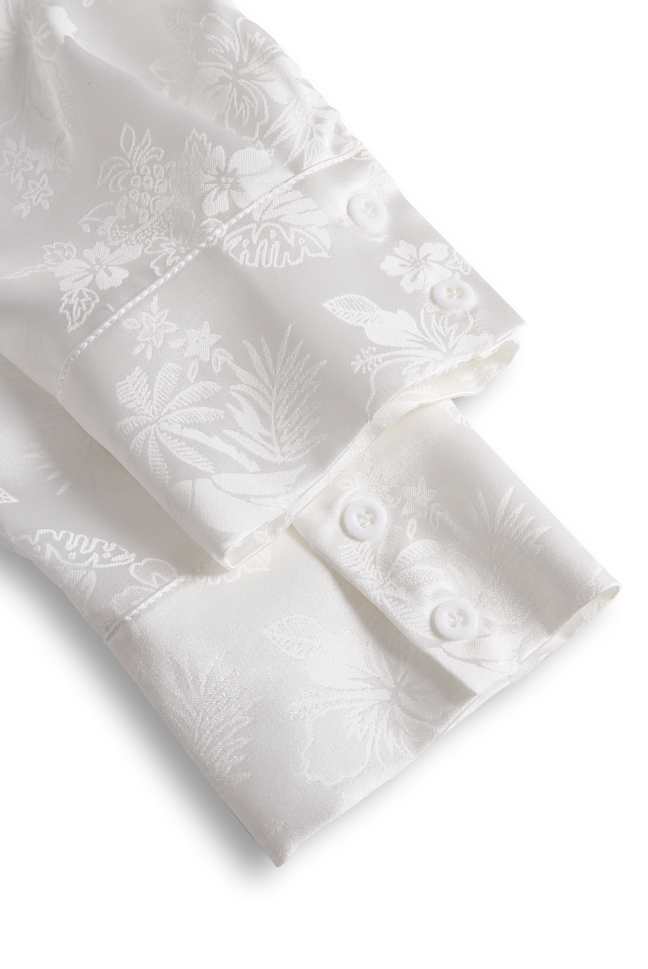 Elegant Ivory Satin Jacquard - Women's Shirt