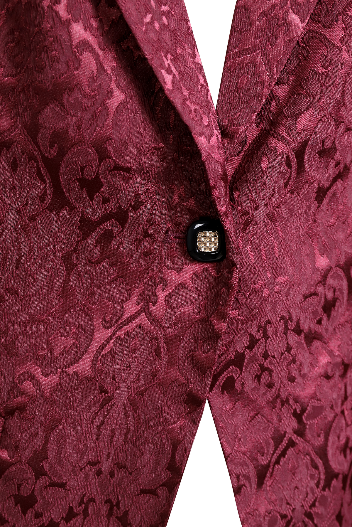 Noble Burgundy Jacquard Satin Tailored Fit - Blazer