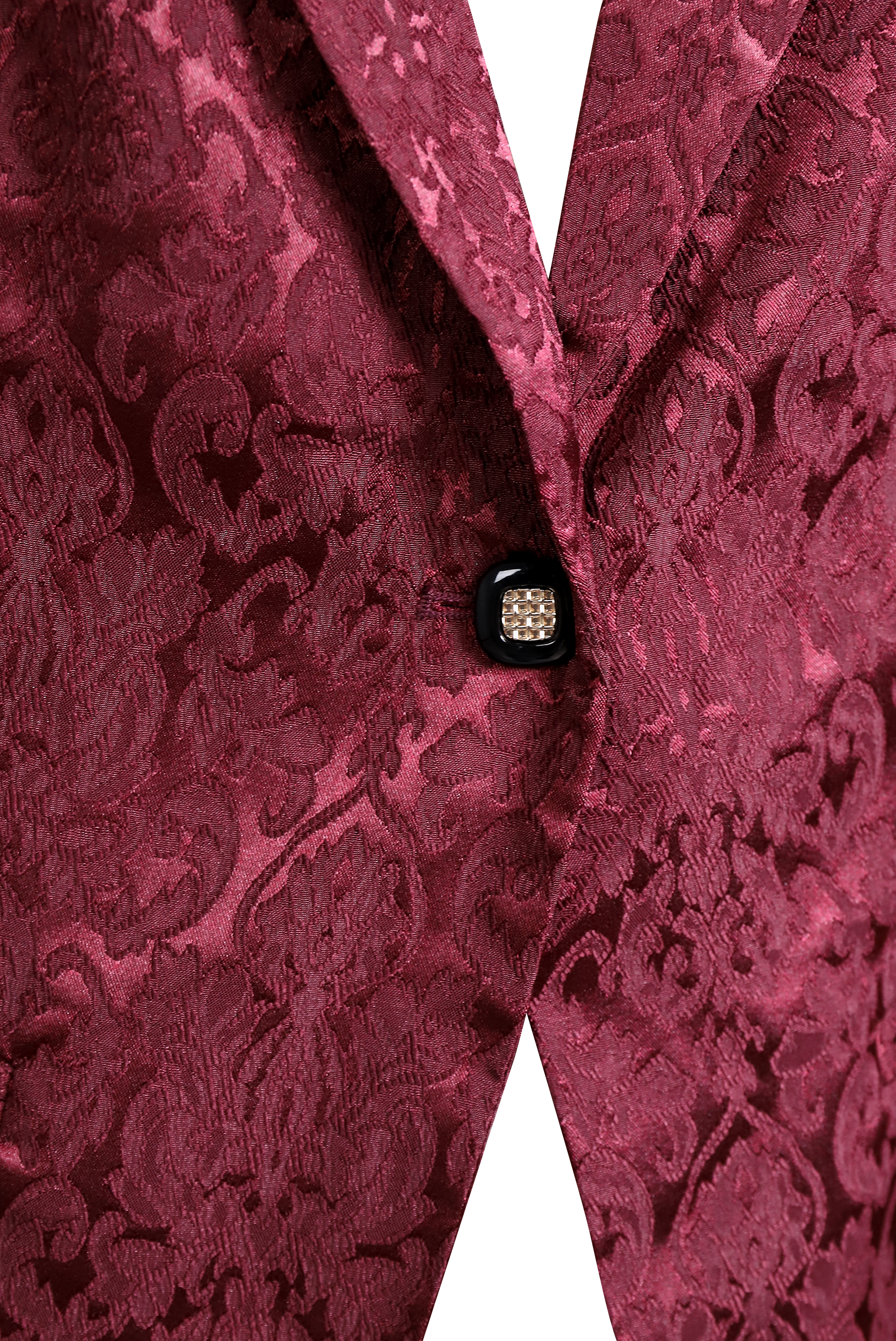 Noble Burgundy Jacquard Satin Tailored Fit - Blazer