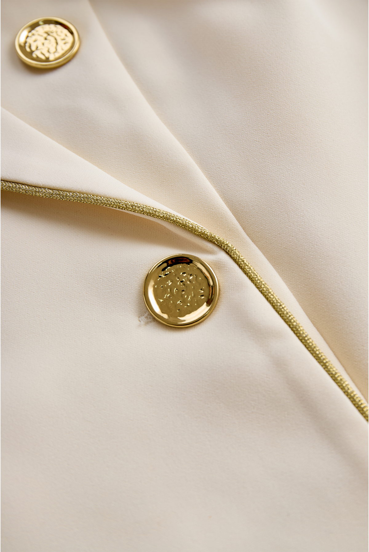 Tailored White Sleeveless Blazer With Gold Trim - Romper