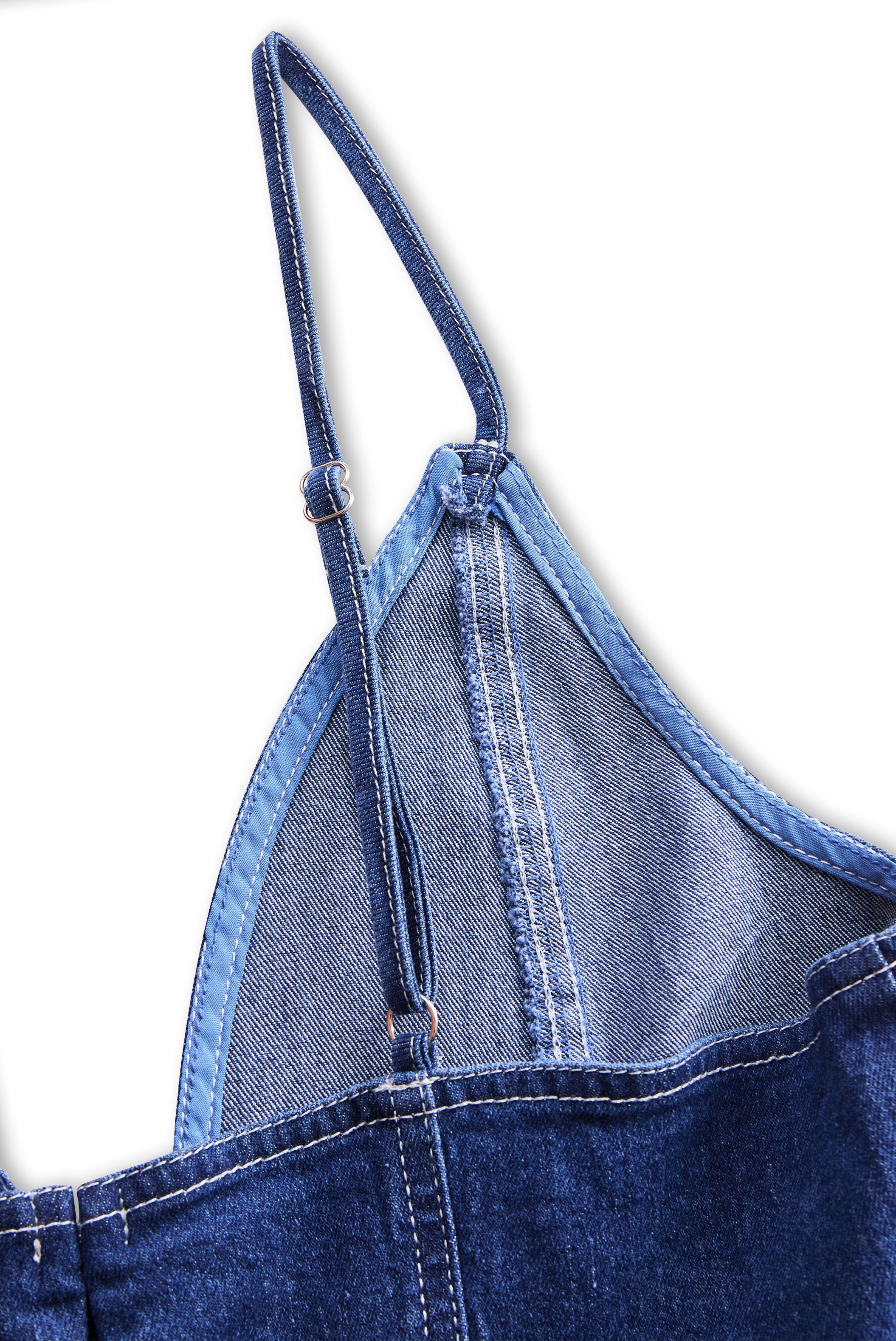 Dark Indigo Sleeveless Fitted Denim - Midi Dress