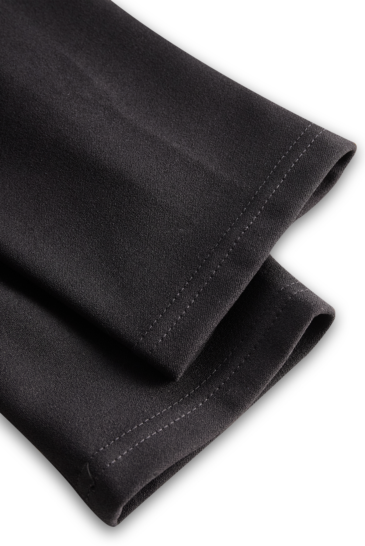 Sleek Black Belted Mandarin Collar Sheath - Midi Dress