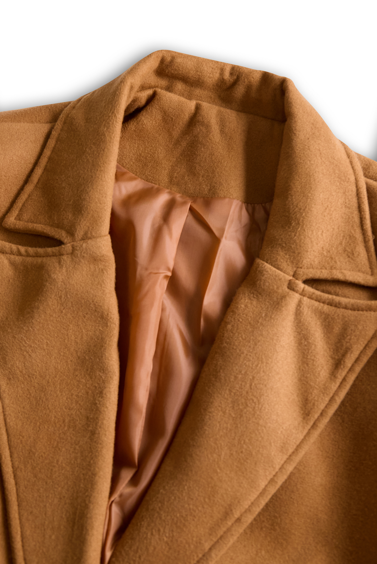 Classic Camel Wool Belted Silhouette - Trench Coat