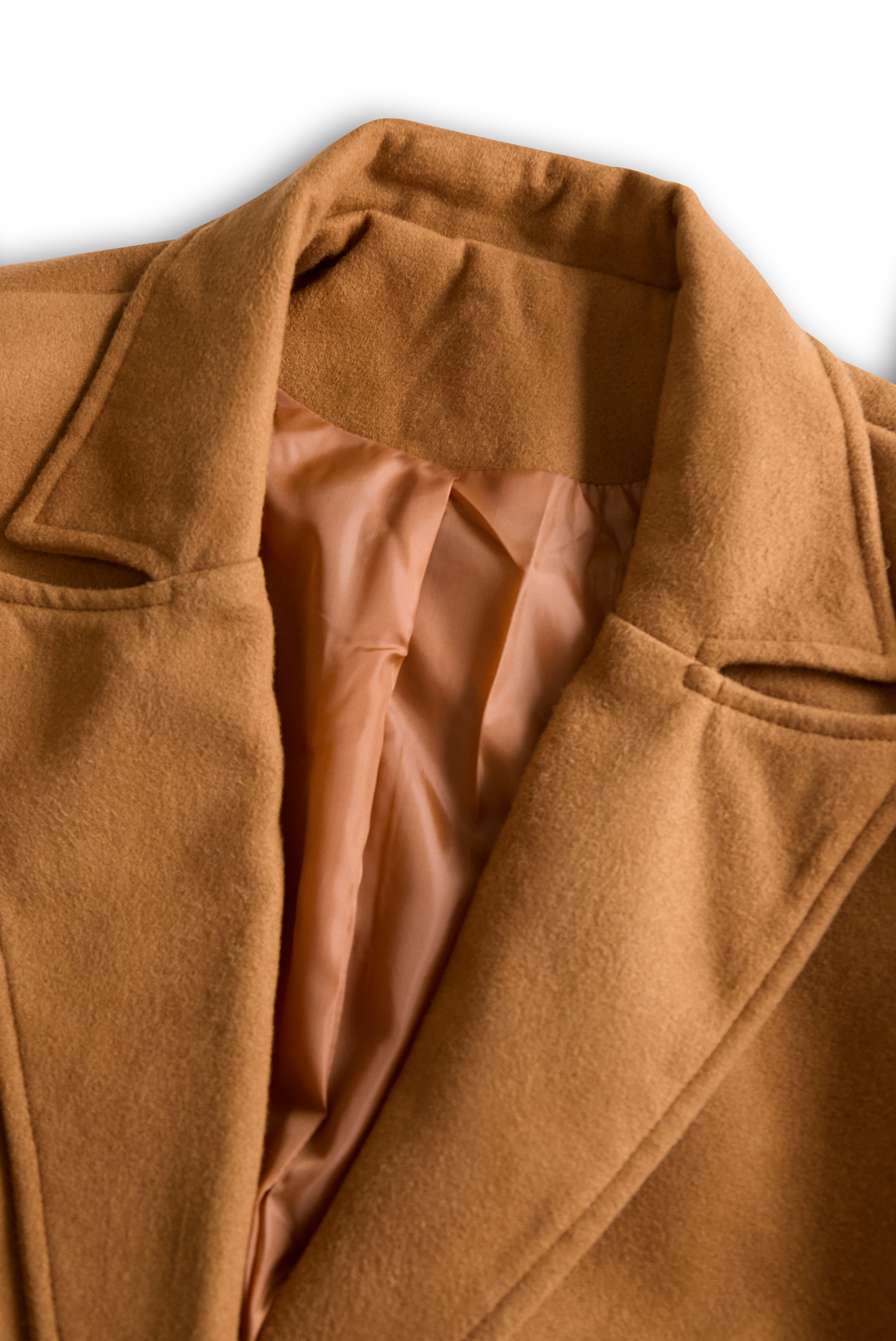 Classic Camel Wool Belted Silhouette - Trench Coat