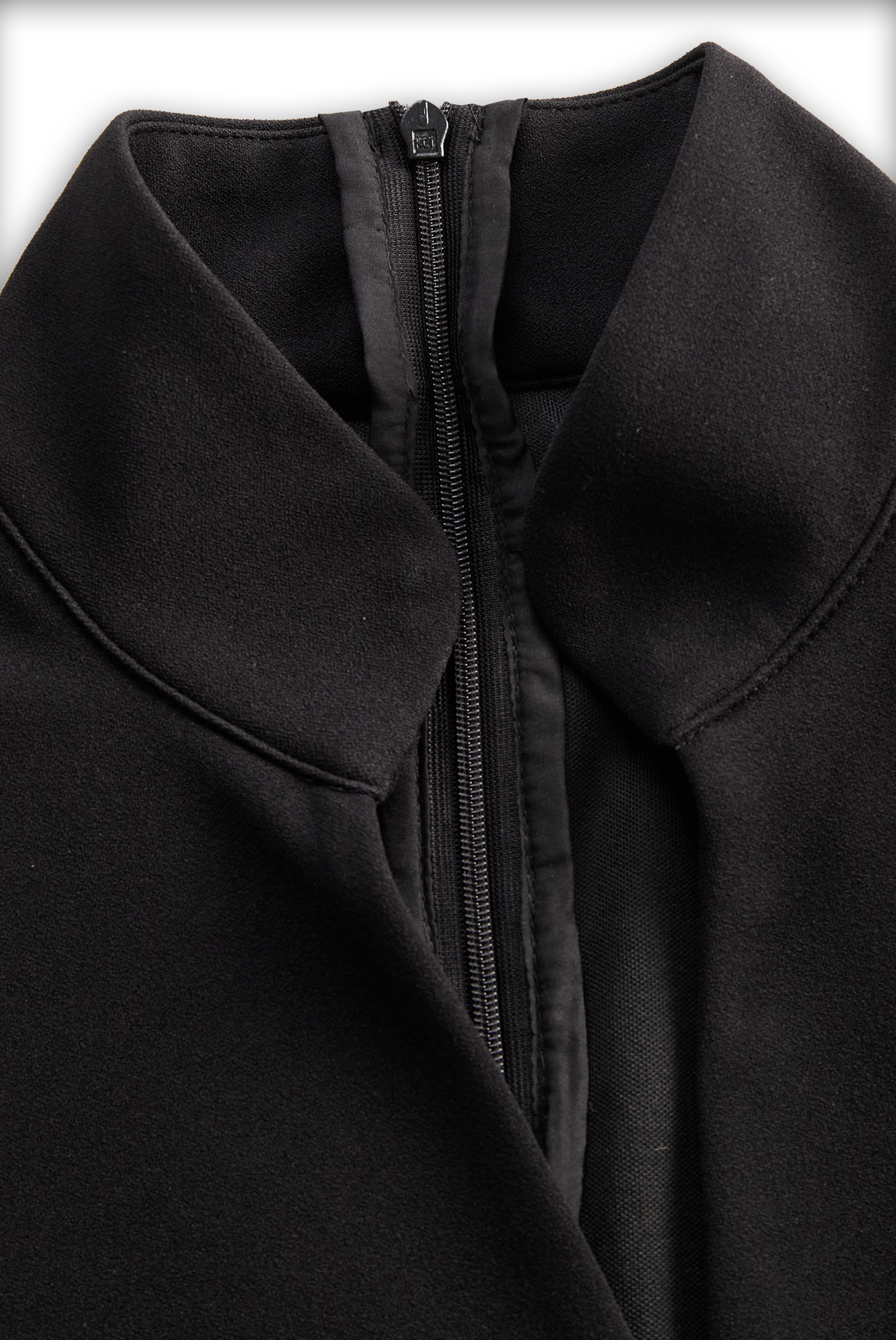Sleek Black Belted Mandarin Collar Sheath - Midi Dress