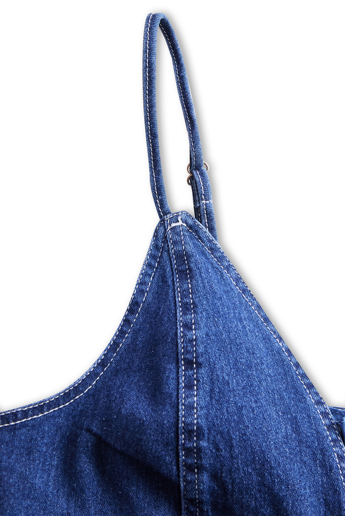 Dark Indigo Sleeveless Fitted Denim - Midi Dress