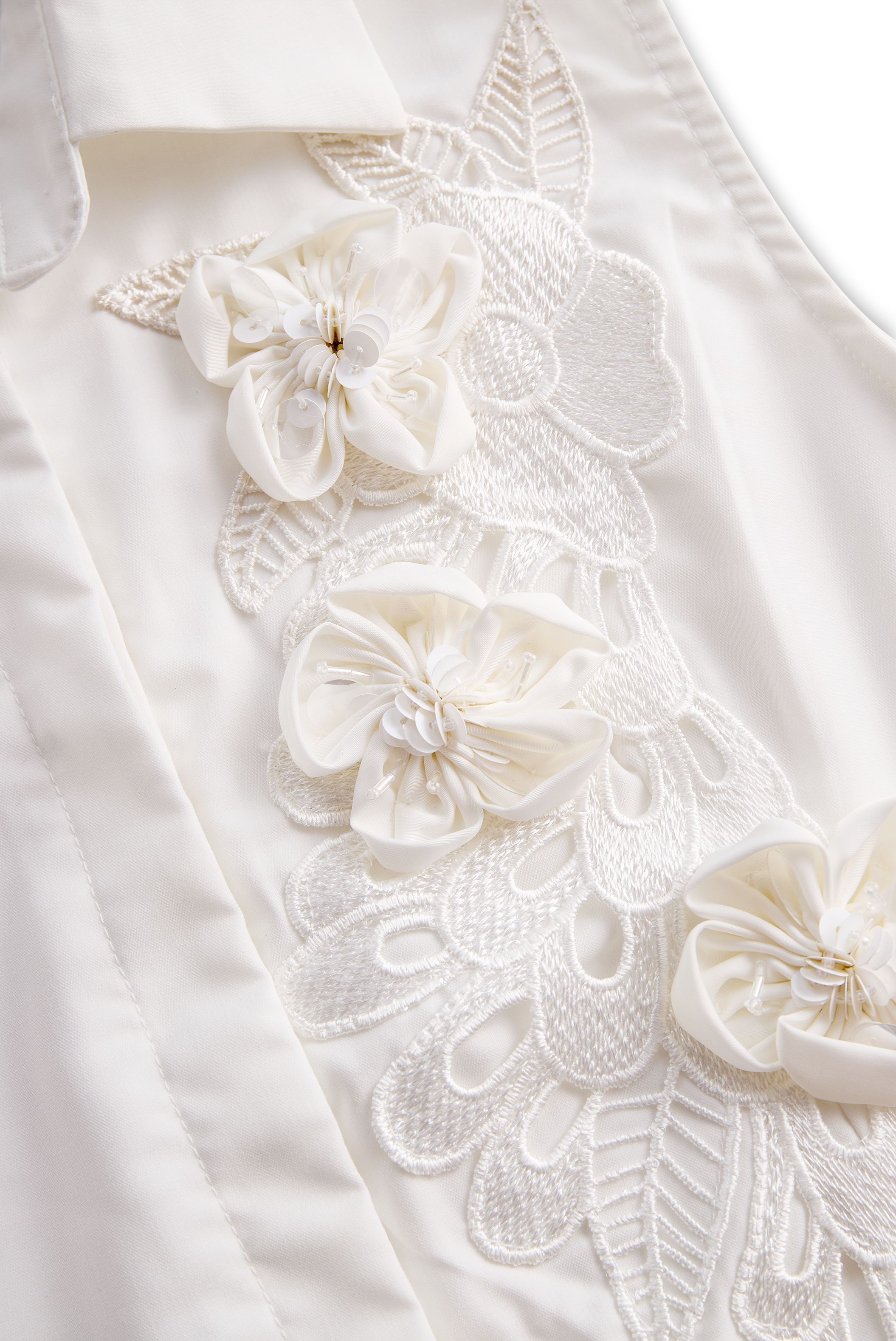 Sleeveless 3D Floral Appliqué Summer Top - T-Shirt