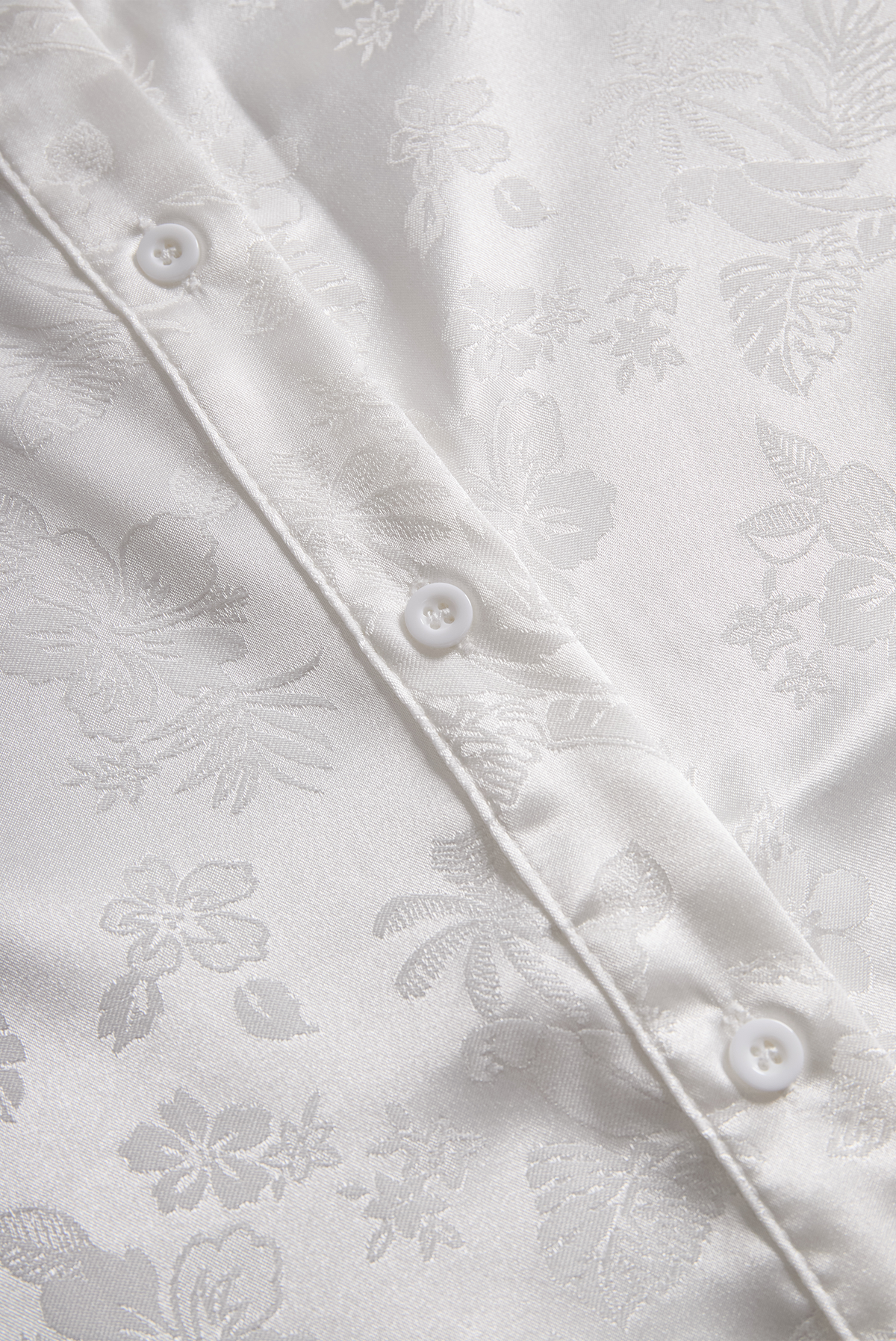 Elegant Ivory Satin Jacquard - Women's Shirt