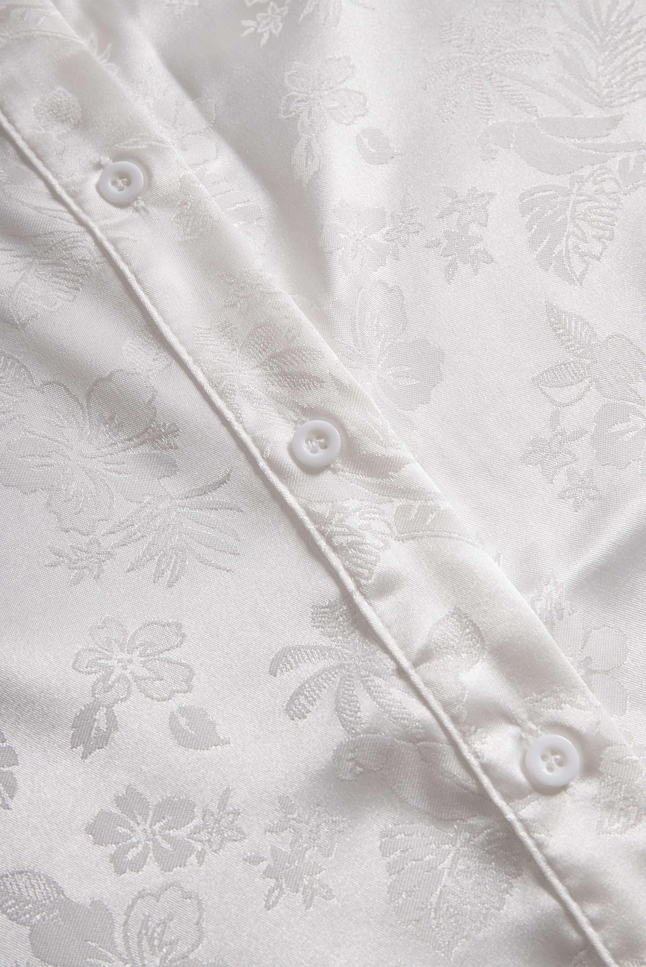 Elegant Ivory Satin Jacquard - Women's Shirt