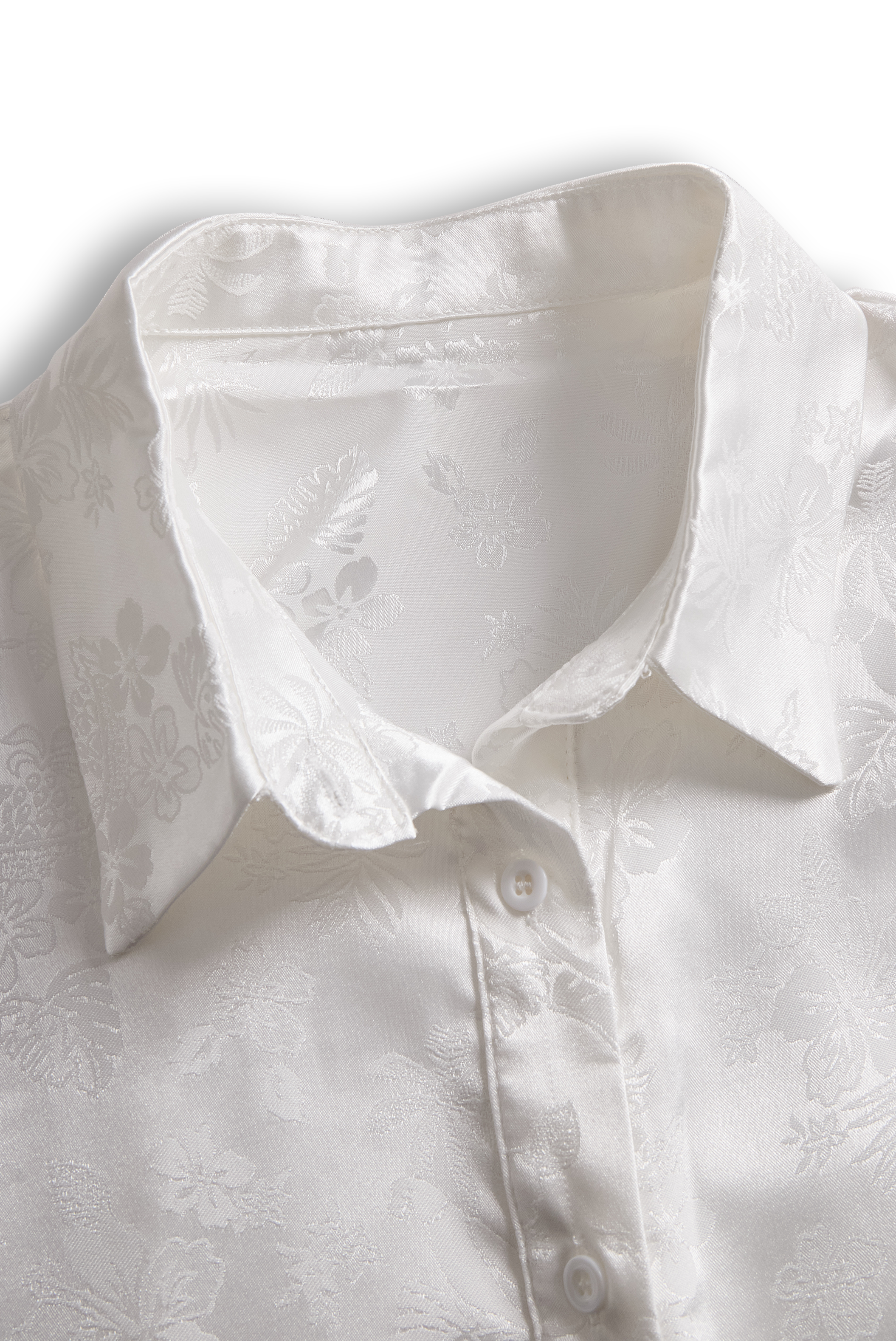 Elegant Ivory Satin Jacquard - Women's Shirt