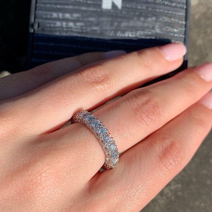 Stunning 10ct Four Rows Round Brilliant Eternity Wedding Band Shineofidamond