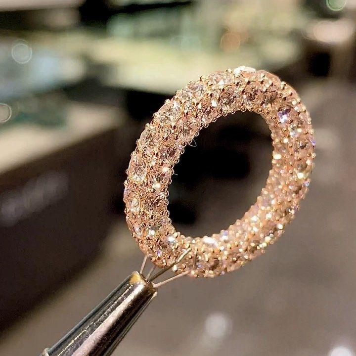 Stunning 10ct Four Rows Round Brilliant Eternity Wedding Band Shineofidamond