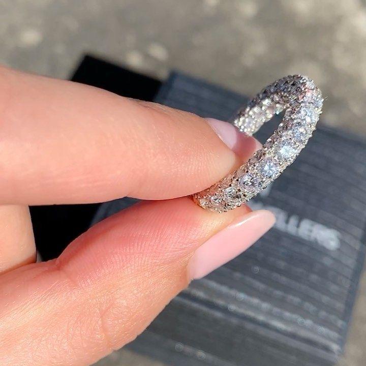 Stunning 10ct Four Rows Round Brilliant Eternity Wedding Band Shineofidamond