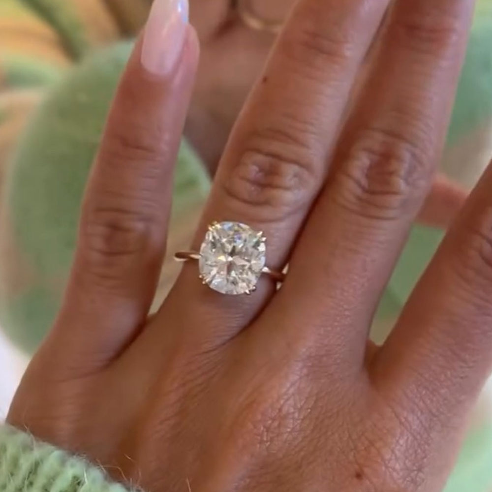 Classic Cushion Cut Sterling Silver Engagament Ring shine of diamond