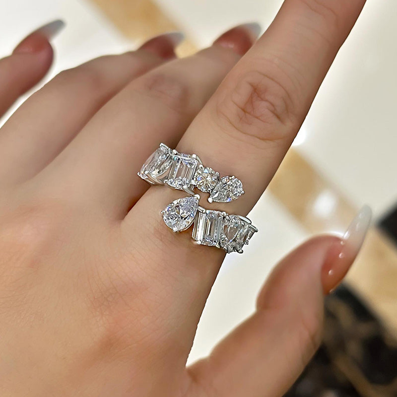 Irregular Design Wedding Band In Sterling Silver Shineofdiamond