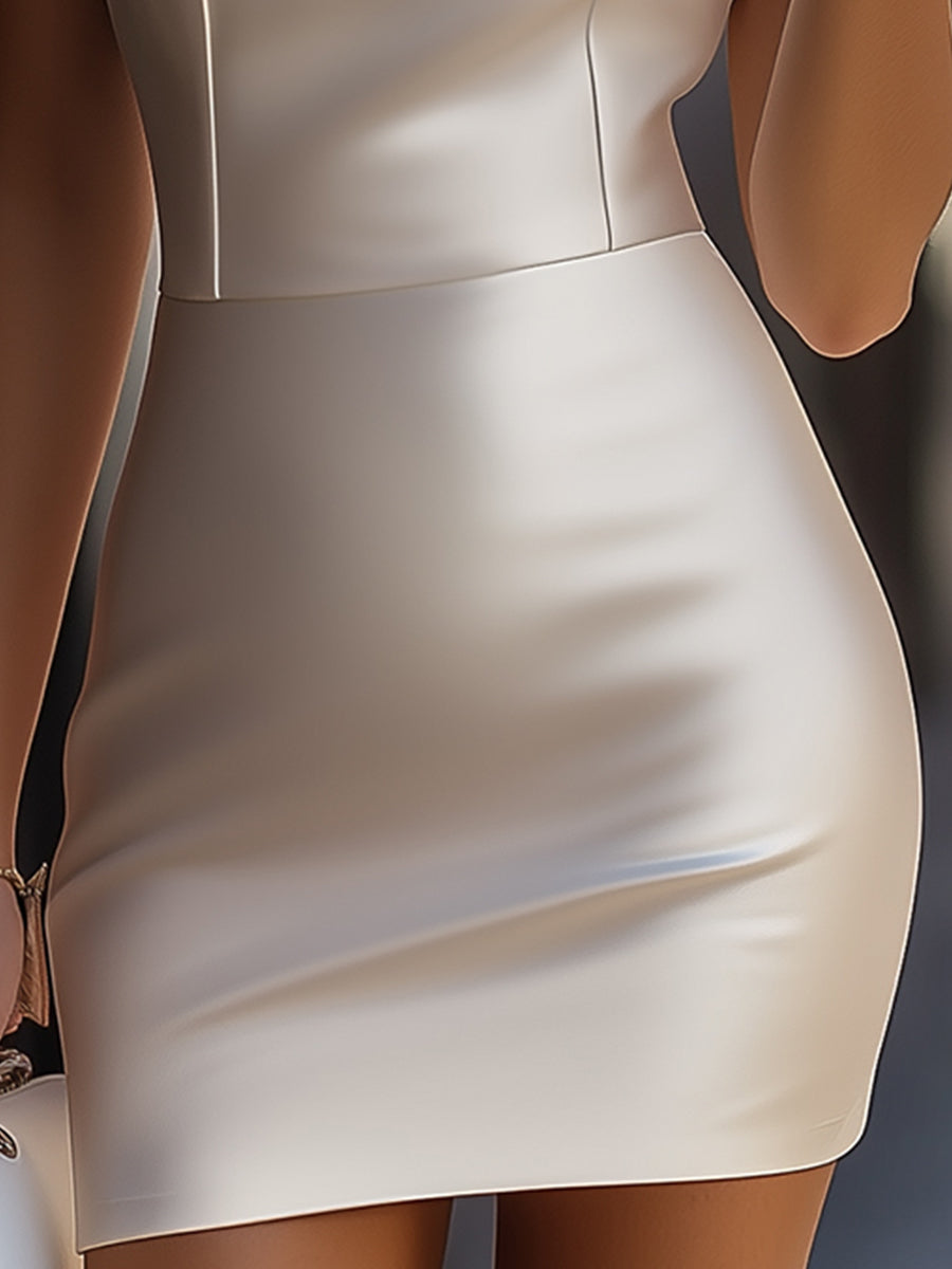 Silky Satin Halter-Neck Party Silhouette - Mini Dress
