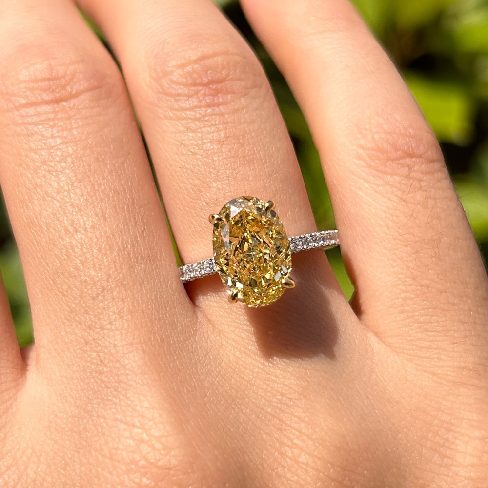 Stunning Yellow Oval Cut Sterling Silver Engagament Ring For Women Carly Jewelry